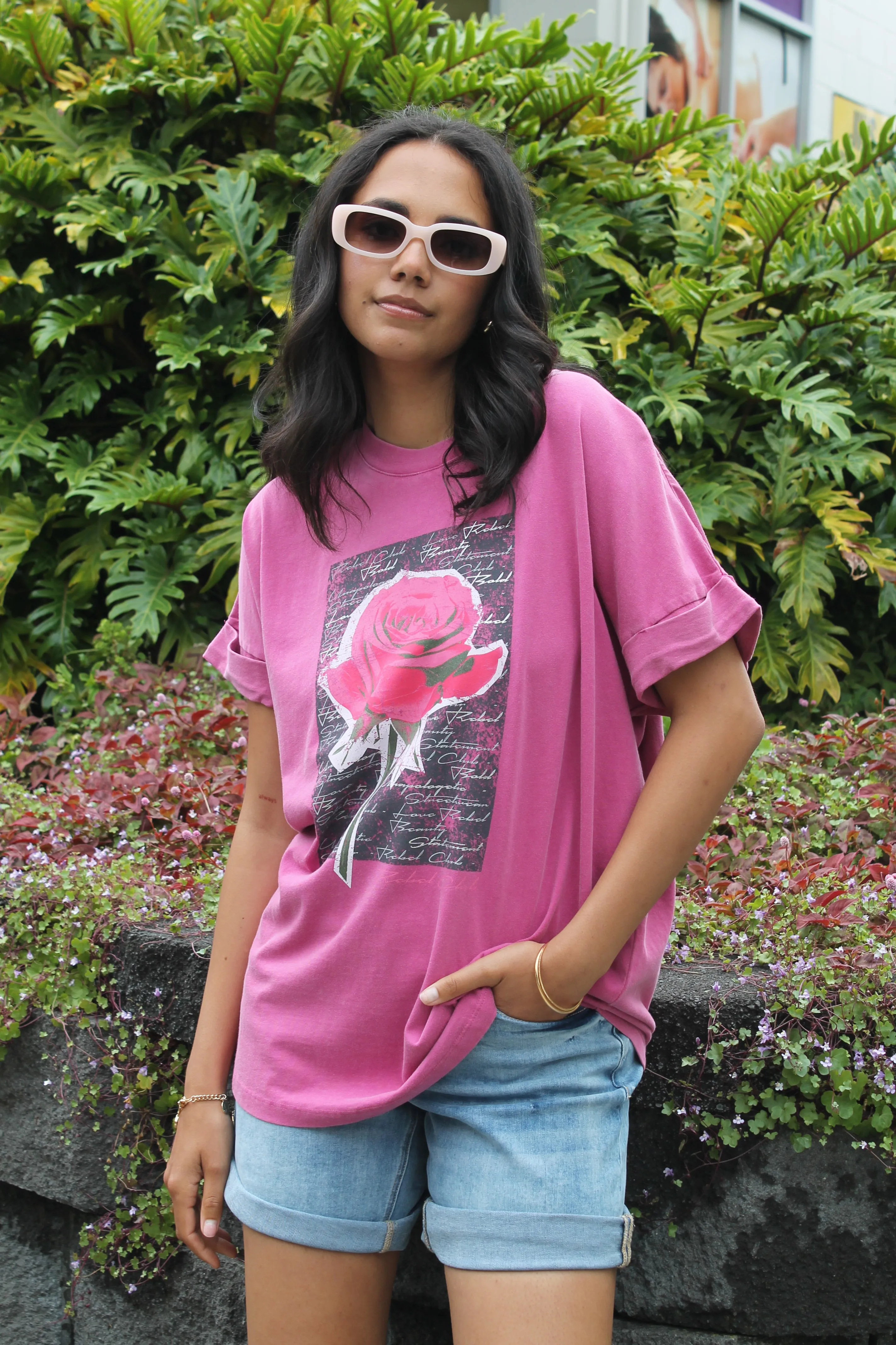 Rebel Club Rose Beauty Capsleeve Tee Pink sold by Shine On product image thumbnail 2