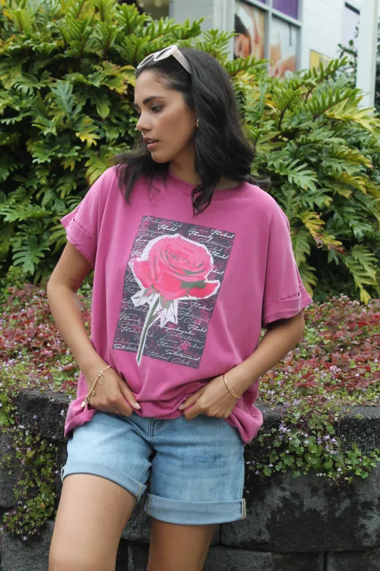 Rebel Club Rose Beauty Capsleeve Tee Pink sold by Shine On