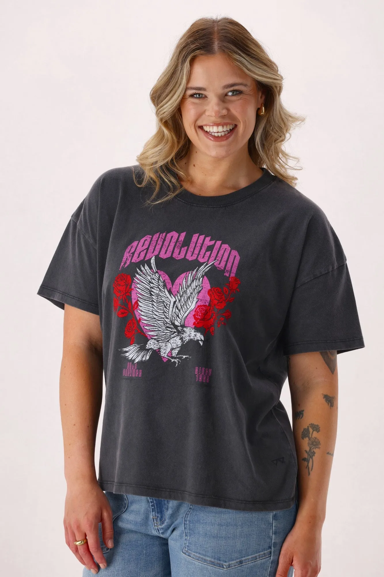 Rebel Club Revolution Boyfriend Tee Washed Black sold by Shine On product image thumbnail 5