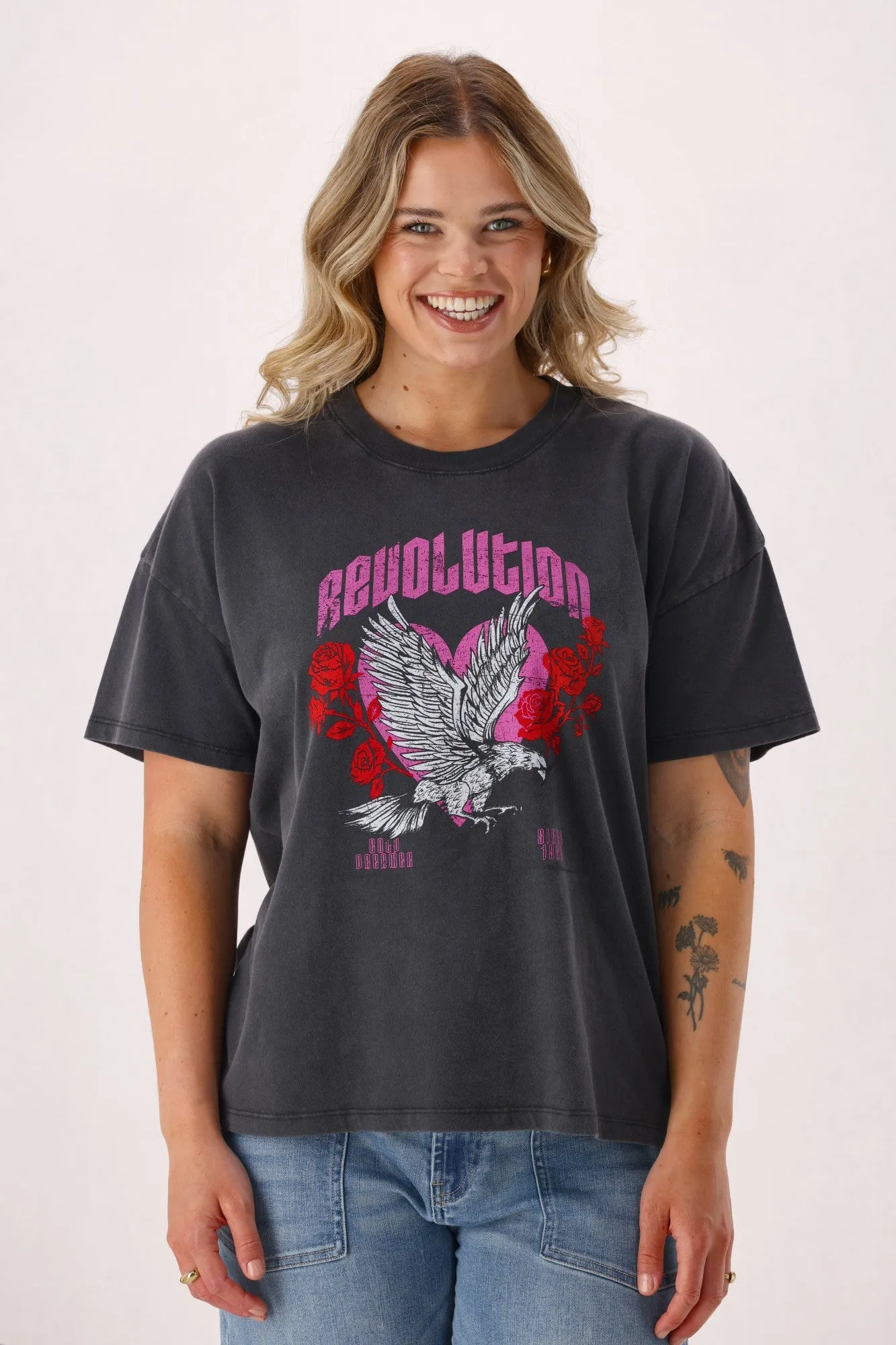 Rebel Club Revolution Boyfriend Tee Washed Black sold by Shine On product image thumbnail 3