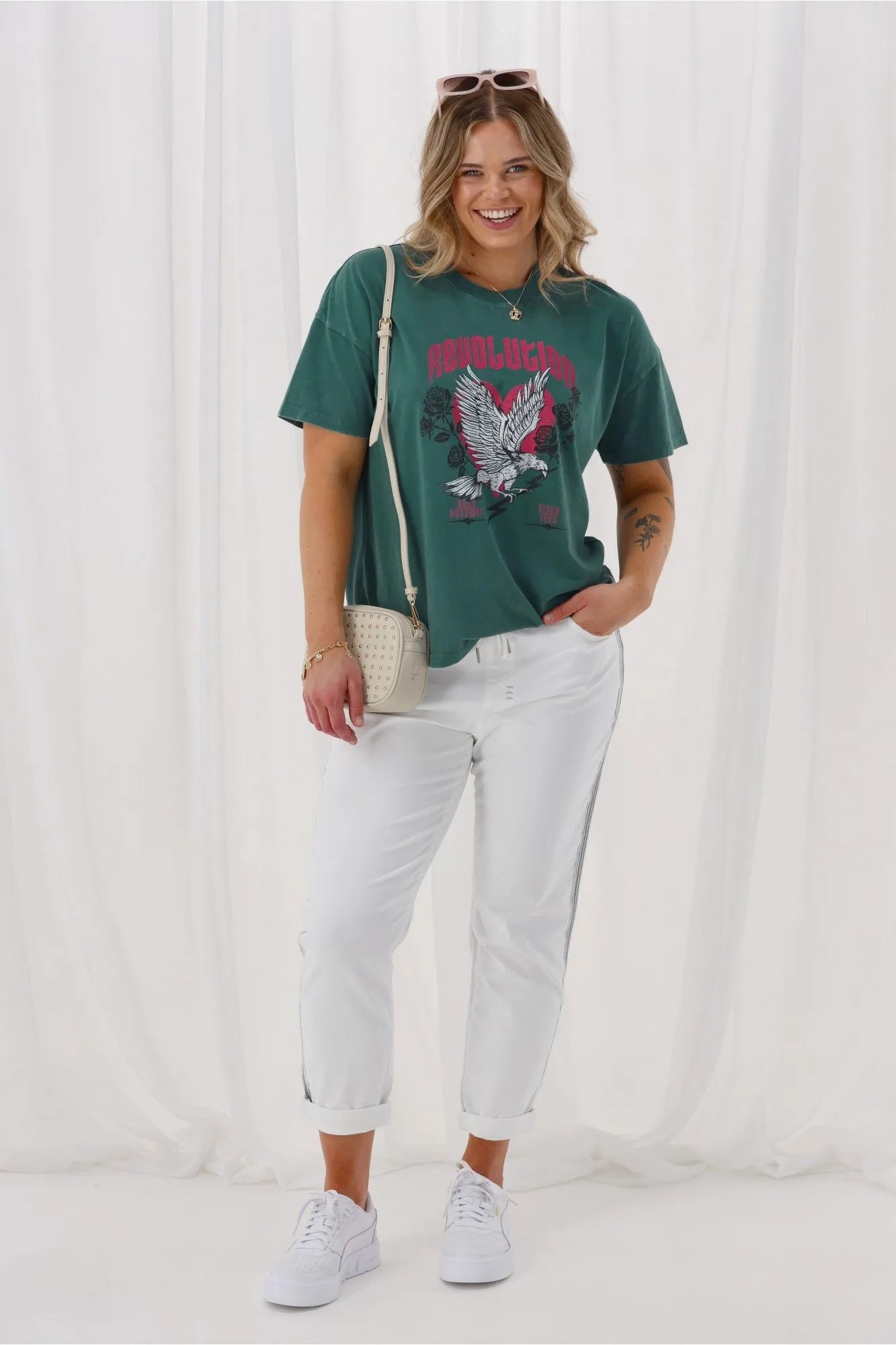 Rebel Club Revolution Boyfriend Tee Green sold by Shine On product image thumbnail 5