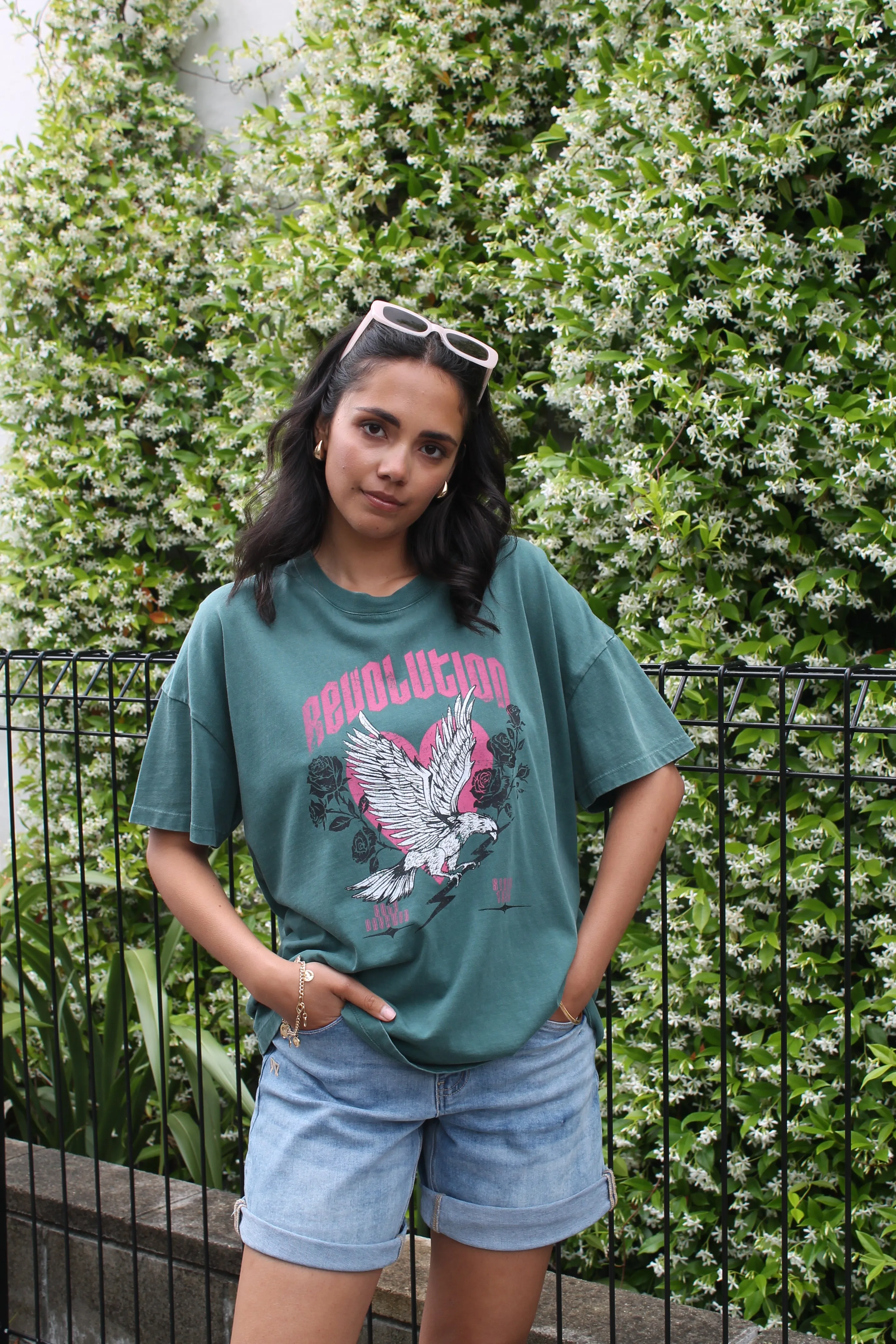 Rebel Club Revolution Boyfriend Tee Green sold by Shine On product image thumbnail 3