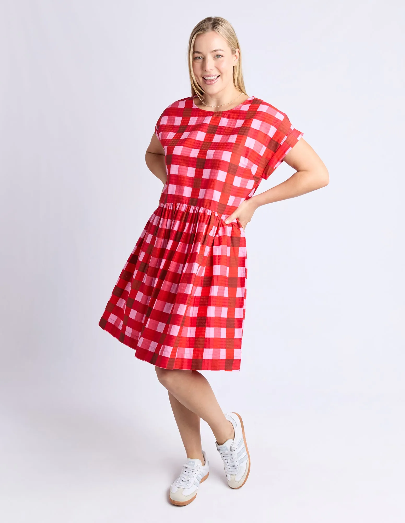 Elm Edin Short Sleeve Dress Poppy Check sold by Shine On product image thumbnail 3
