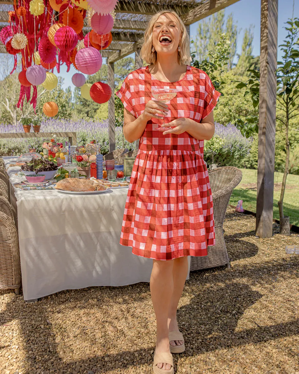 Elm Edin Short Sleeve Dress Poppy Check sold by Shine On