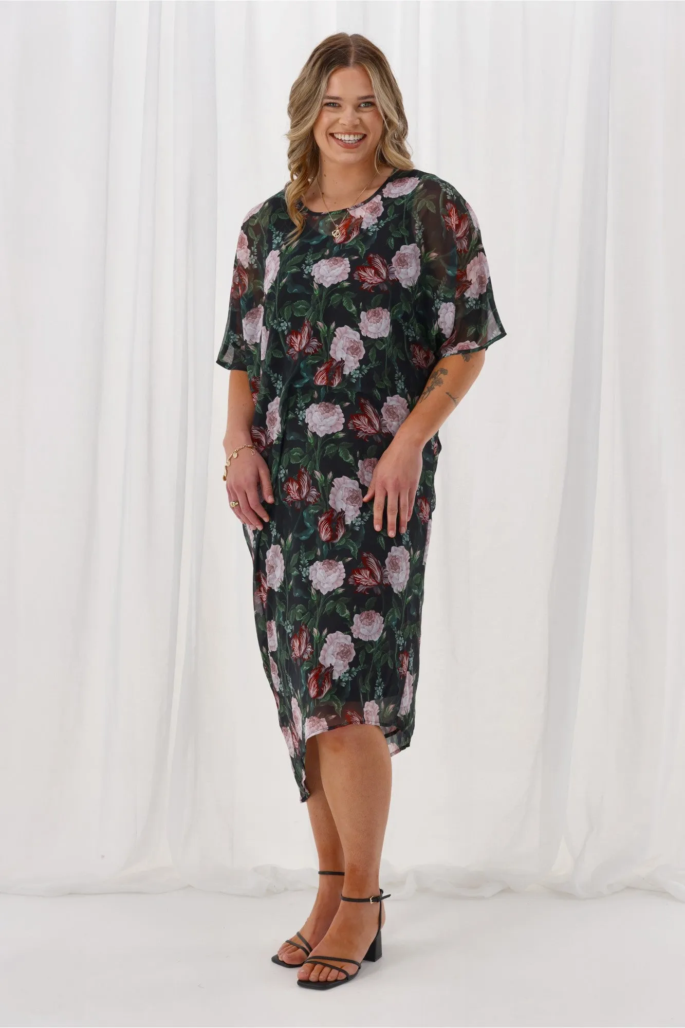 Celebration Mira Tuck Dress Black Floral sold by Shine On product image thumbnail 5