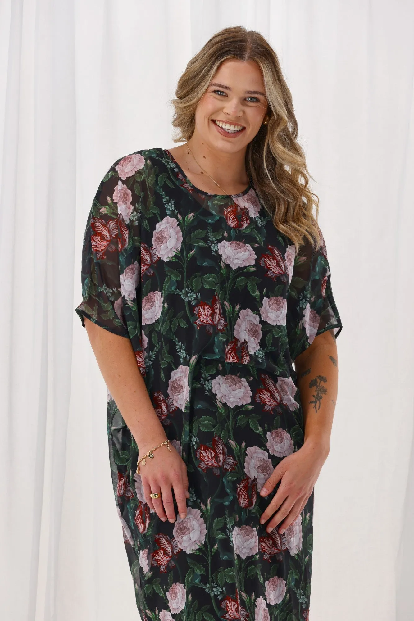 Celebration Mira Tuck Dress Black Floral sold by Shine On product image thumbnail 3