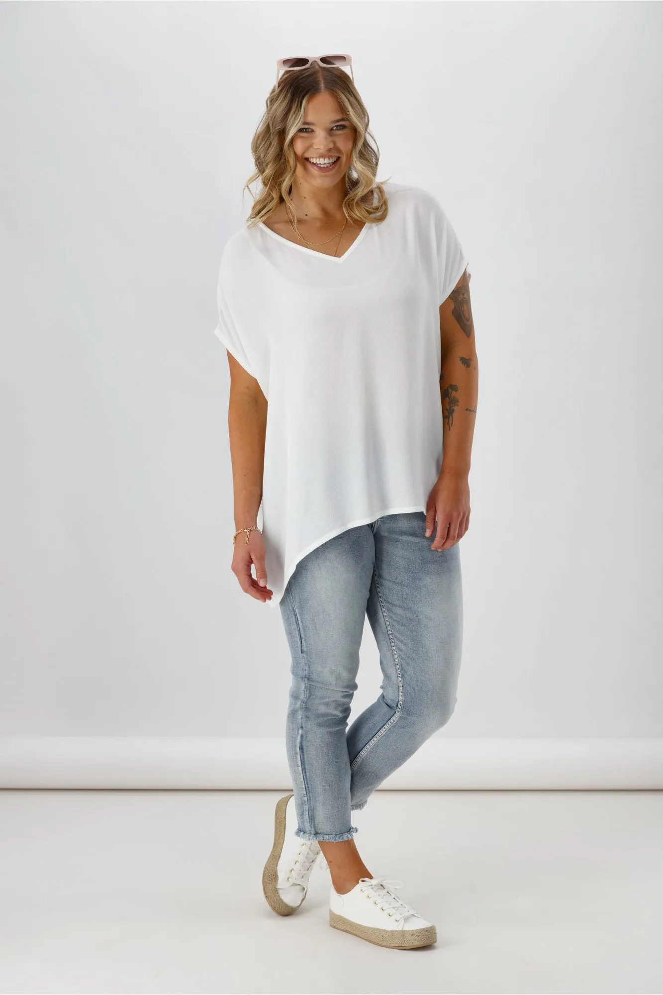 Shine On Label Summer Essential Drape V Neck Top White sold by Shine On product image thumbnail 4