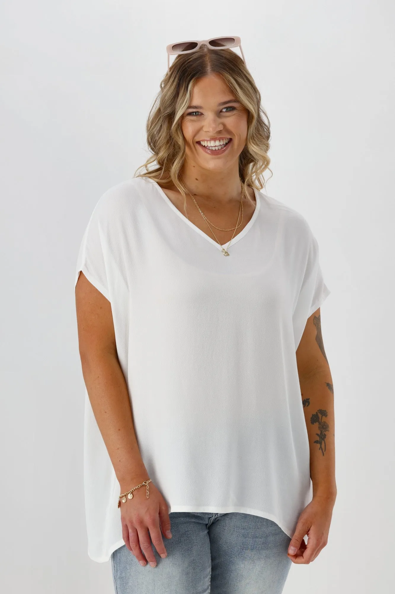 Shine On Label Summer Essential Drape V Neck Top White sold by Shine On product image thumbnail 2