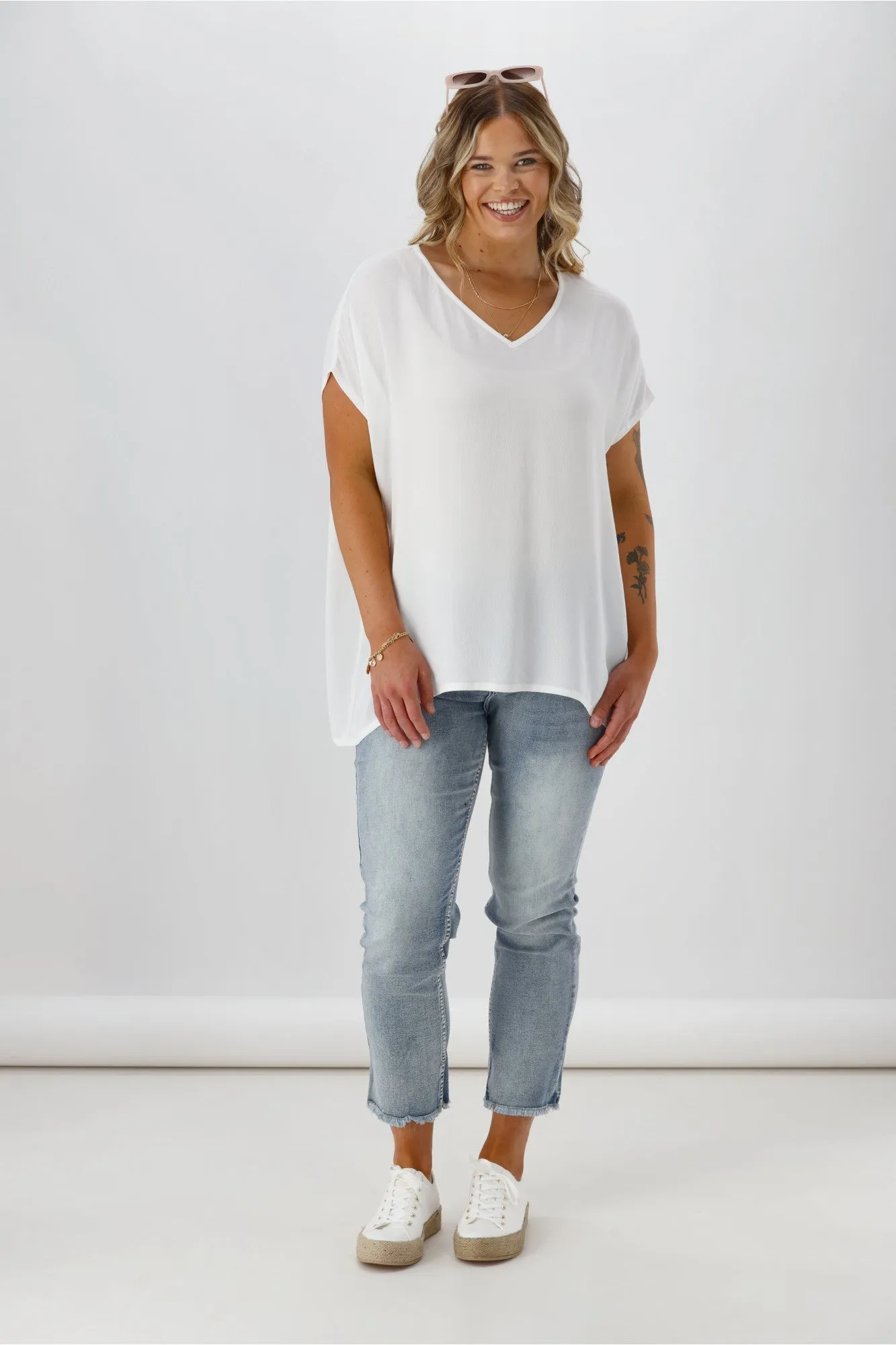 Shine On Label Summer Essential Drape V Neck Top White sold by Shine On product image thumbnail 5