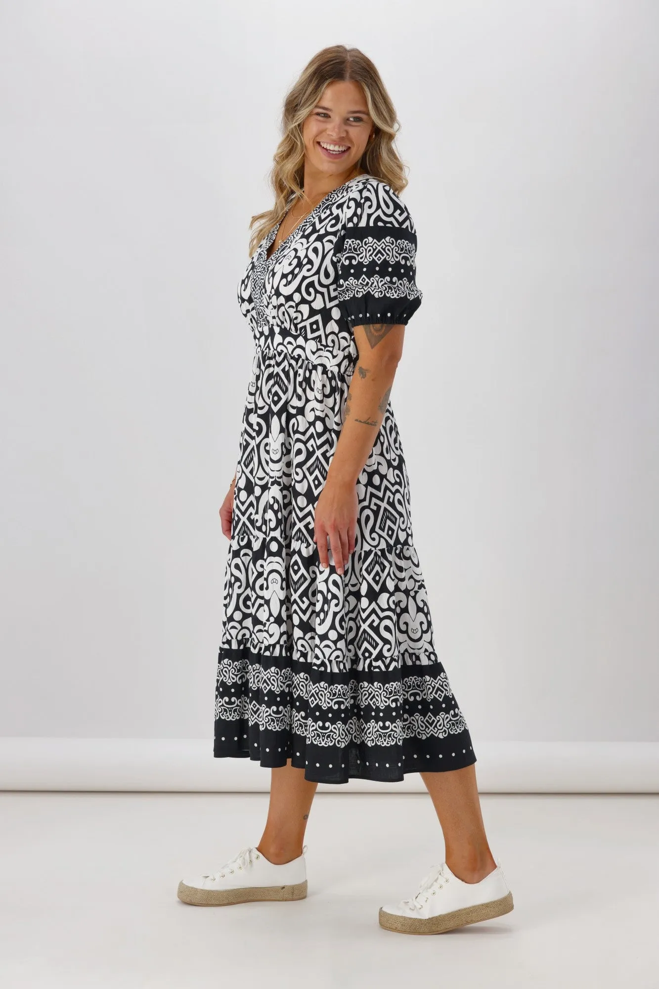 Gloss The Label Daly Border Print Dress Black sold by Shine On product image thumbnail 5