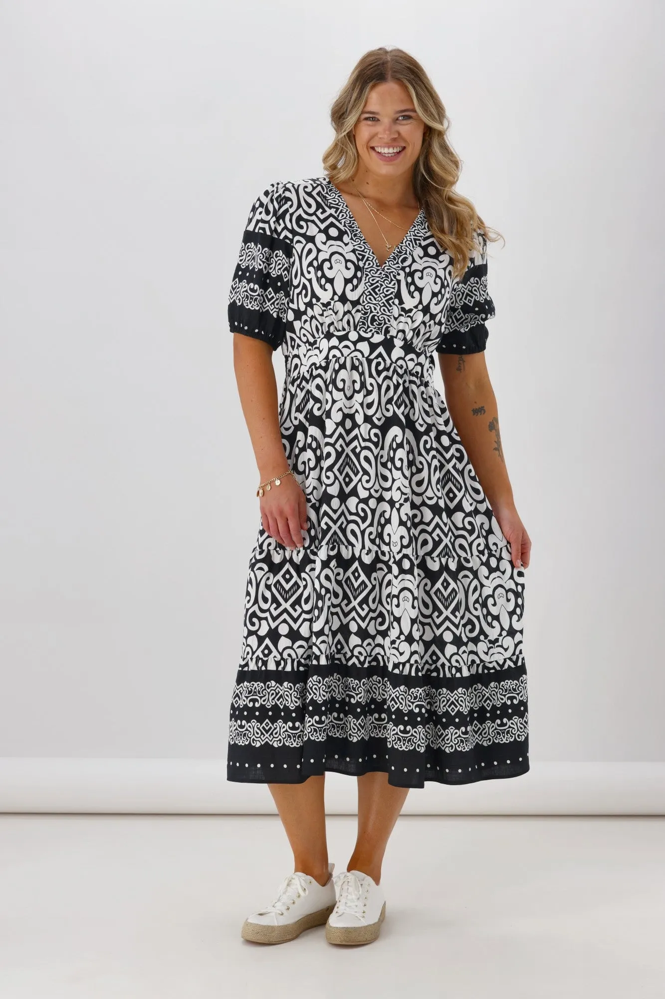 Gloss The Label Daly Border Print Dress Black sold by Shine On product image thumbnail 3