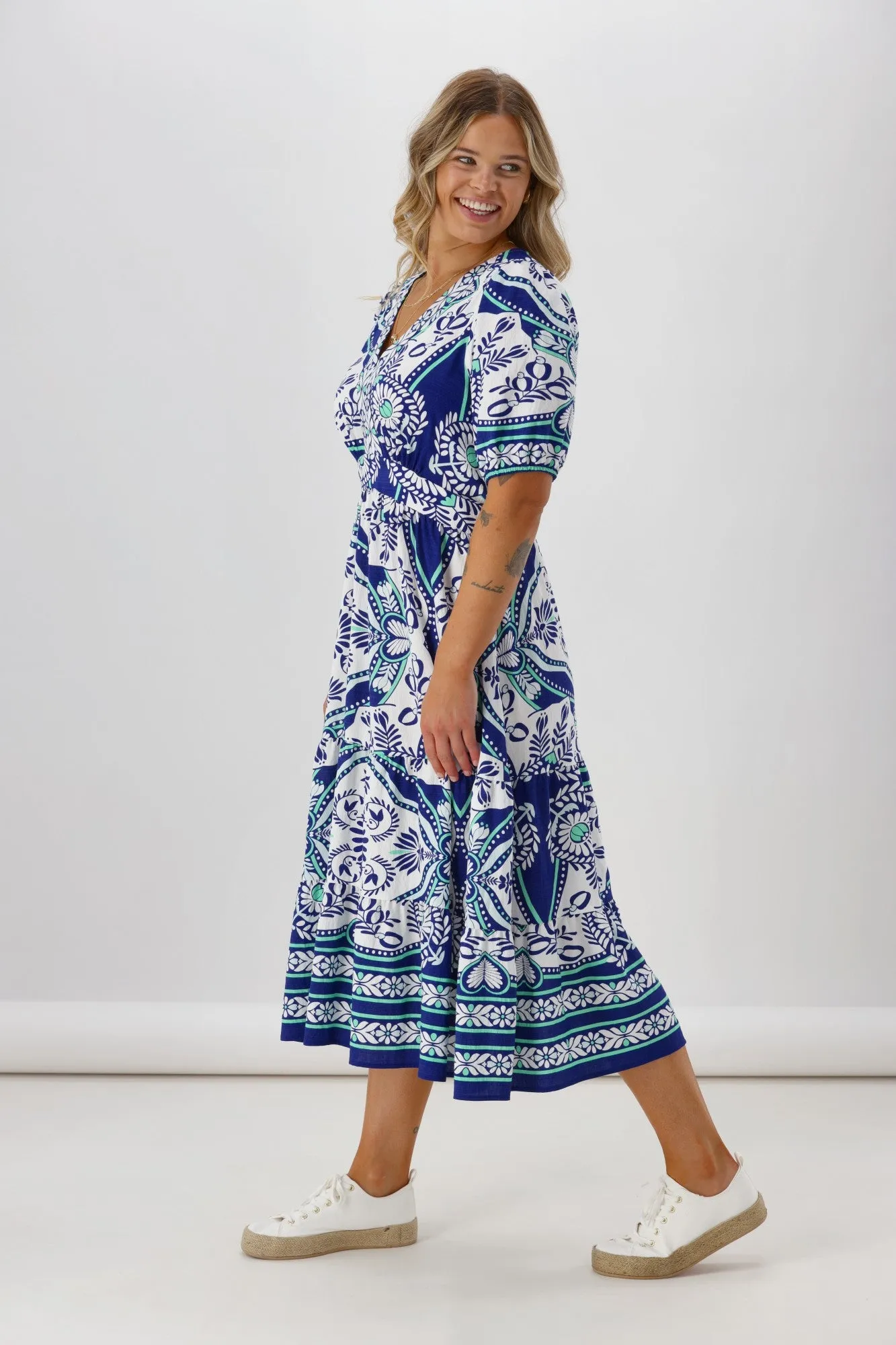 Gloss The Label Daly Border Print Dress Blue sold by Shine On product image thumbnail 5