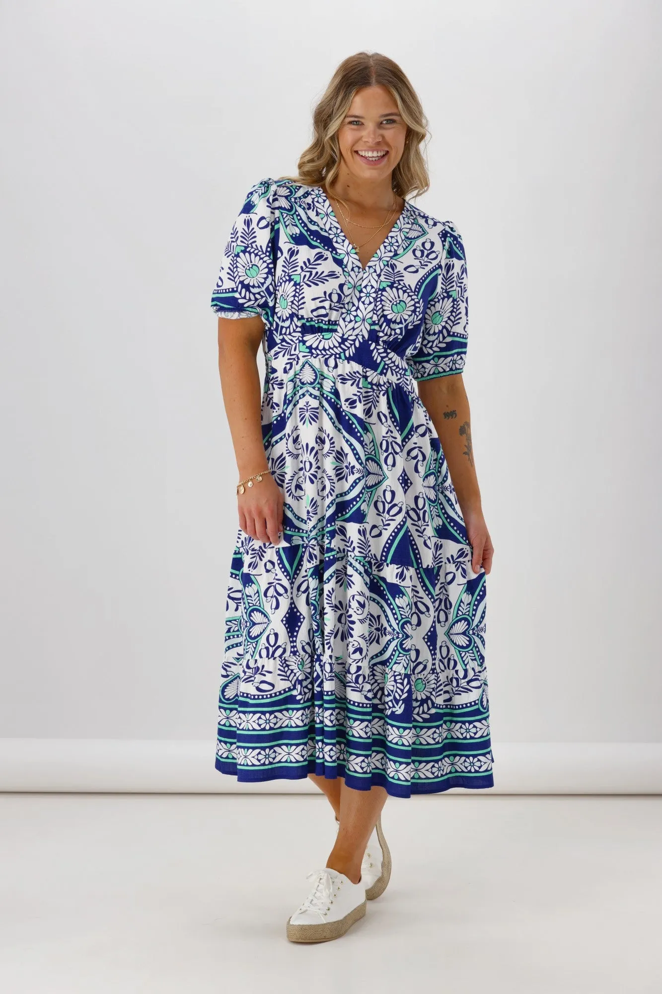 Gloss The Label Daly Border Print Dress Blue sold by Shine On product image thumbnail 3
