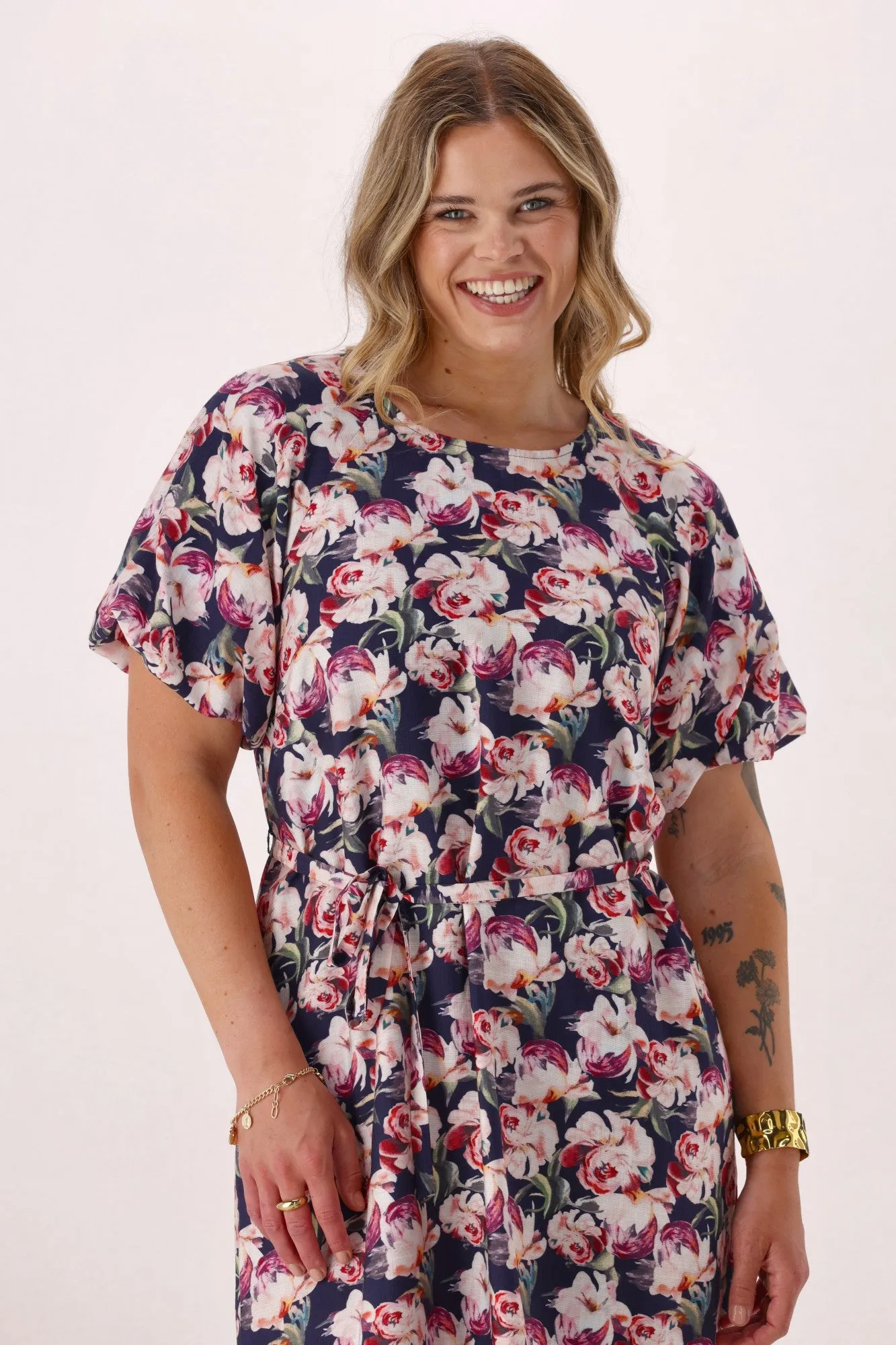 Celebration Ashley Puff Sleeve Shift Dress Navy Floral sold by Shine On product image thumbnail 2