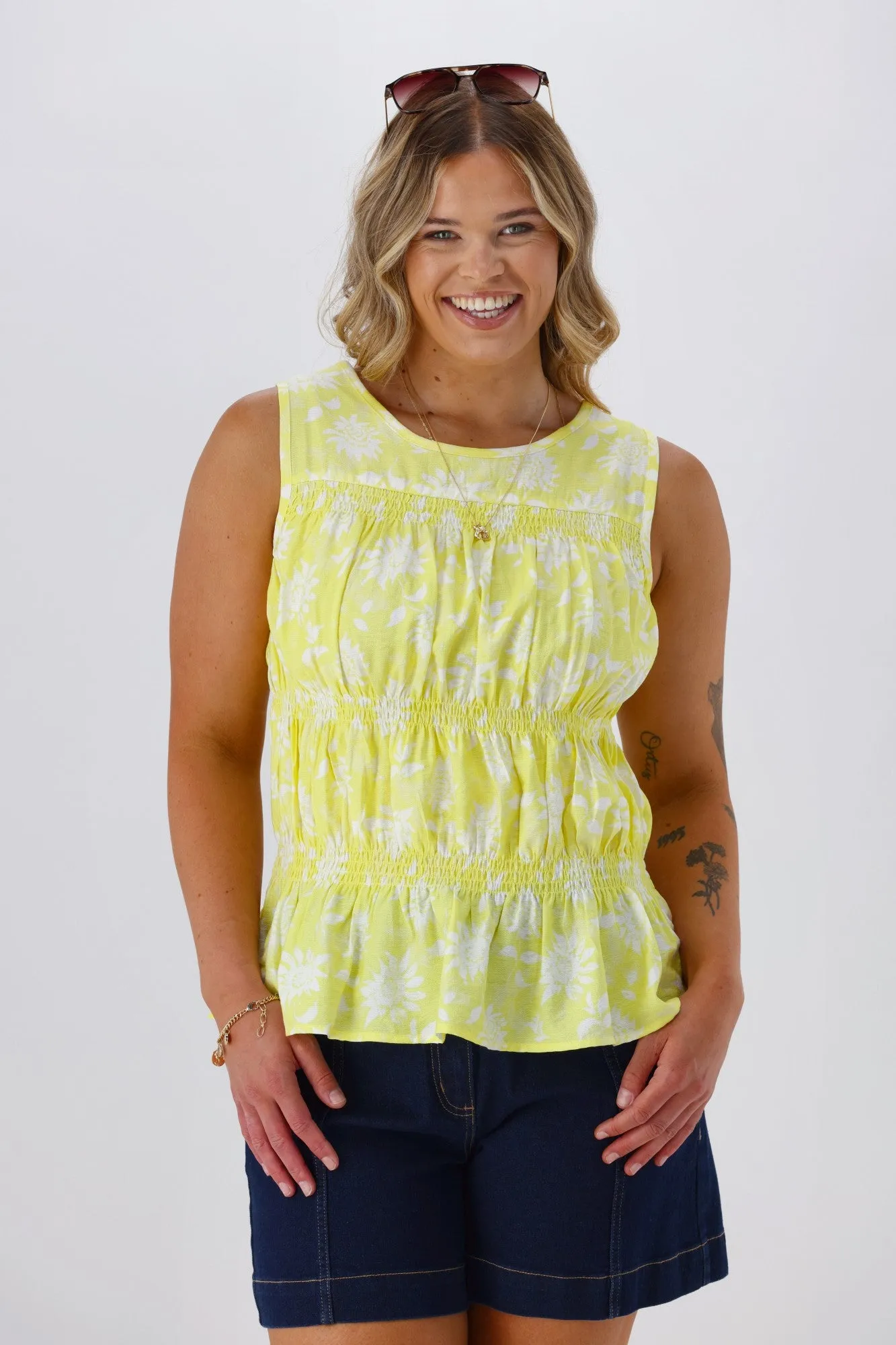 Shine On Label Sunflower Top Yellow White Floral sold by Shine On product image thumbnail 4