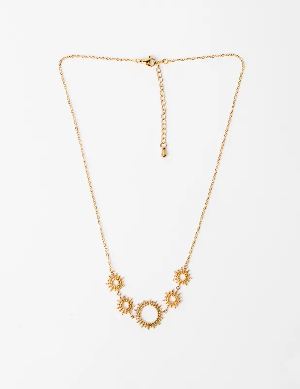 Stella + Gemma Necklace Gold Multi Sunbursts made by Shine On