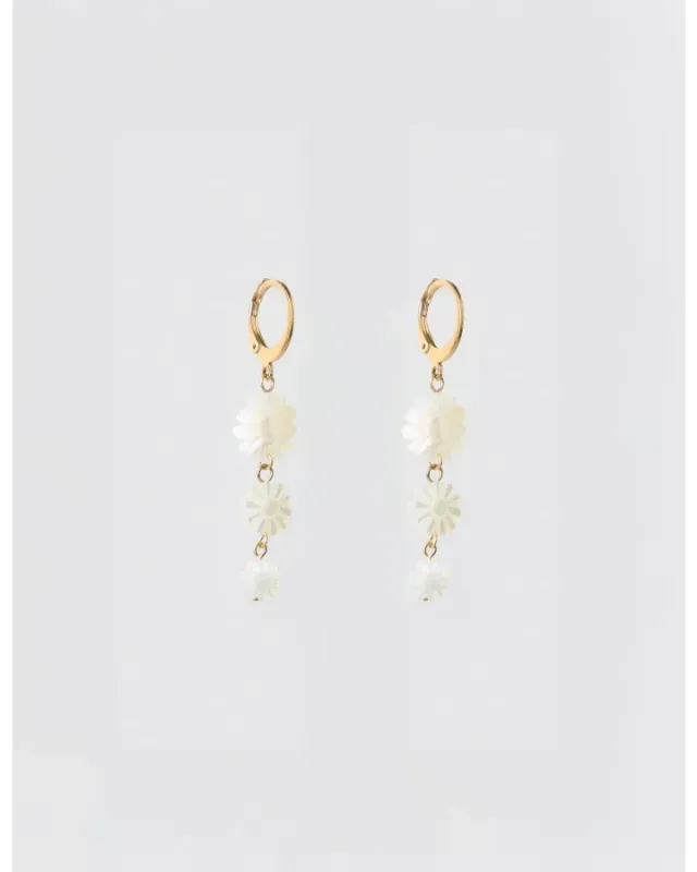 Stella + Gemma Earrings Gold Hoop Shell Flowers sold by Shine On