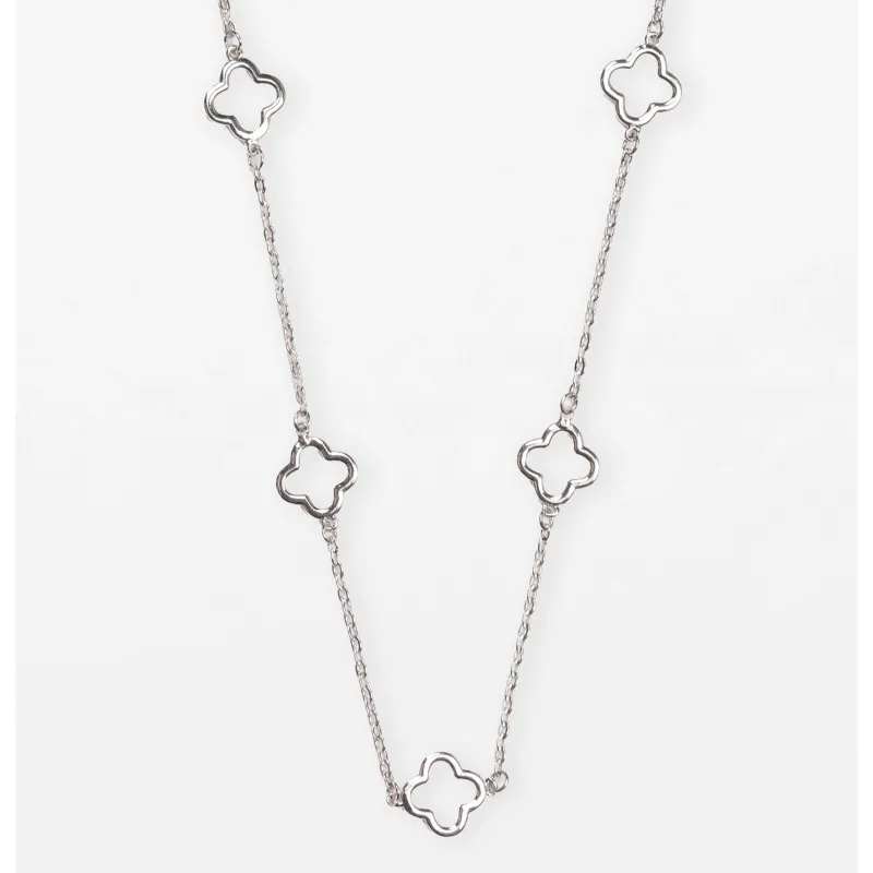 Stella + Gemma Silver Long Chain Cut Out Flower made by Shine On