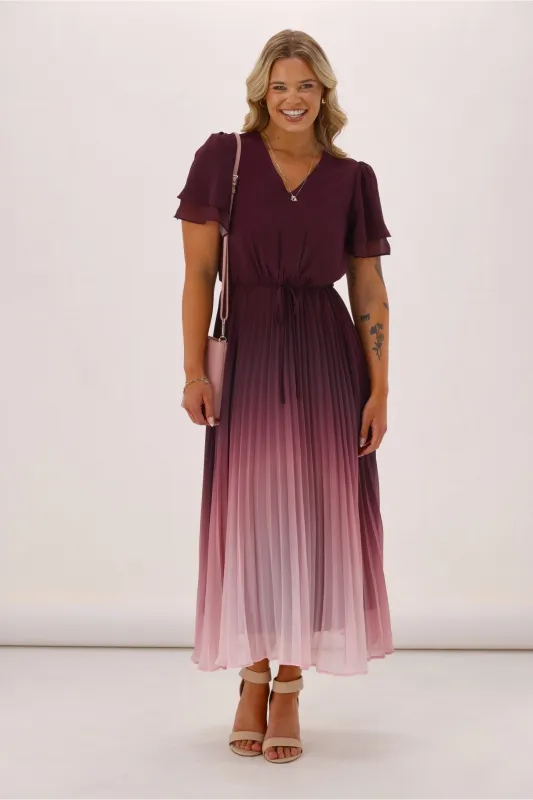 Celebration Tessa Dress Ombre Burgundy Pink Pre Order Due Late Feb sold by Shine On