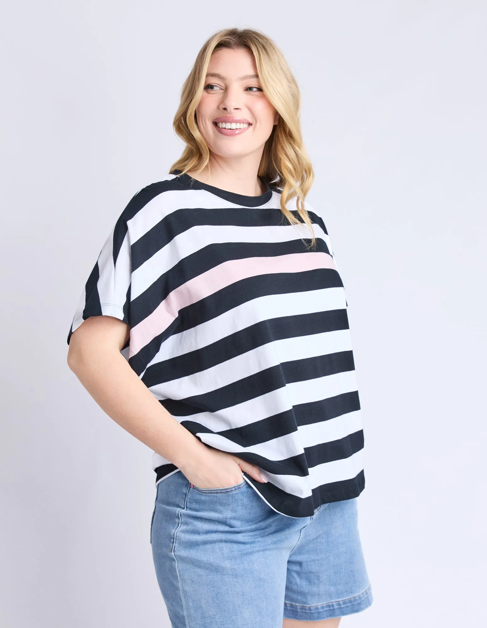 Elm Sorrento Tee Black And White Stripe sold by Shine On product image thumbnail 4