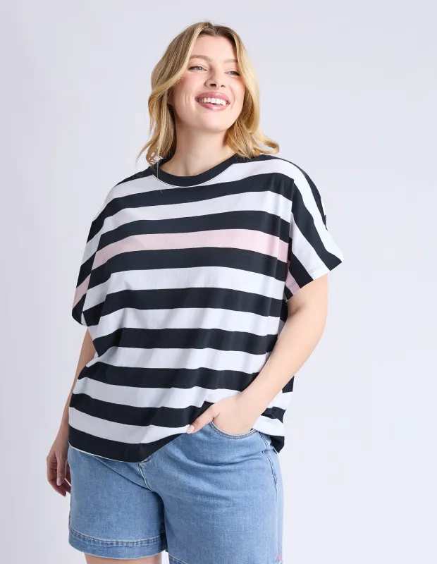 Elm Sorrento Tee Black And White Stripe sold by Shine On