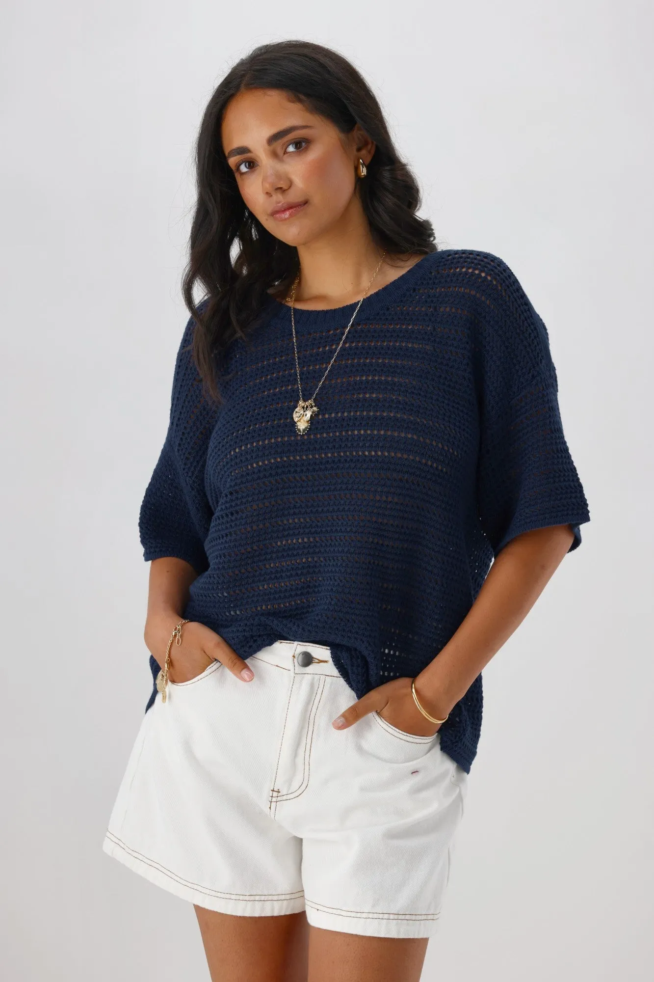 Shine On Label La Dolce Knit Top Navy sold by Shine On product image thumbnail 2