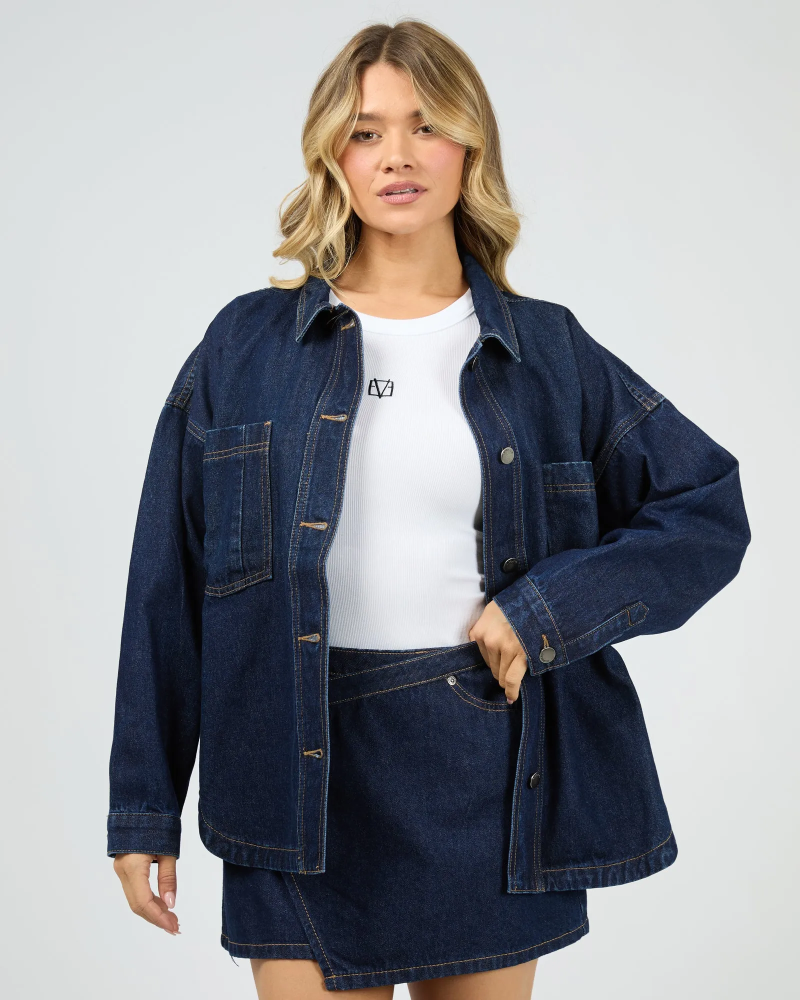 All About Eve Dale Shacket Indigo sold by Shine On