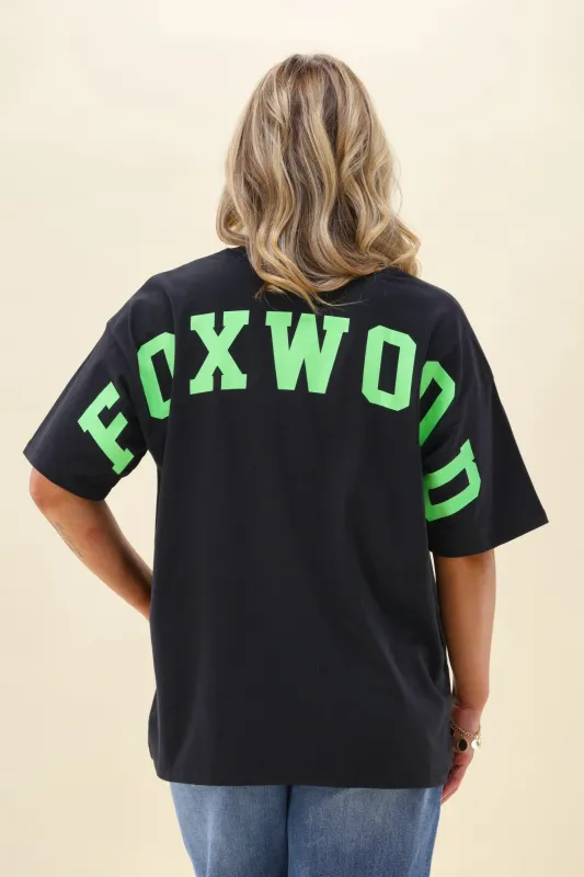 Foxwood Interval Tee Washed Black With Green made by Foxwood Clothing