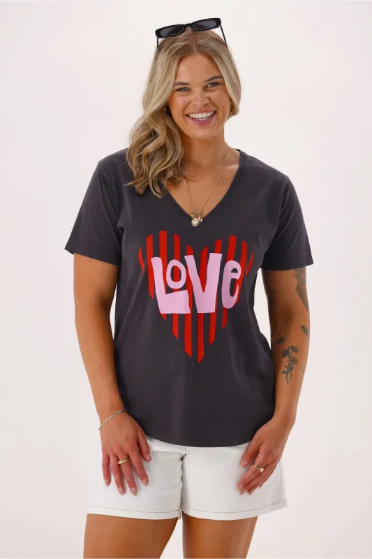 Rebel Club Love Tee Washed Black sold by Shine On