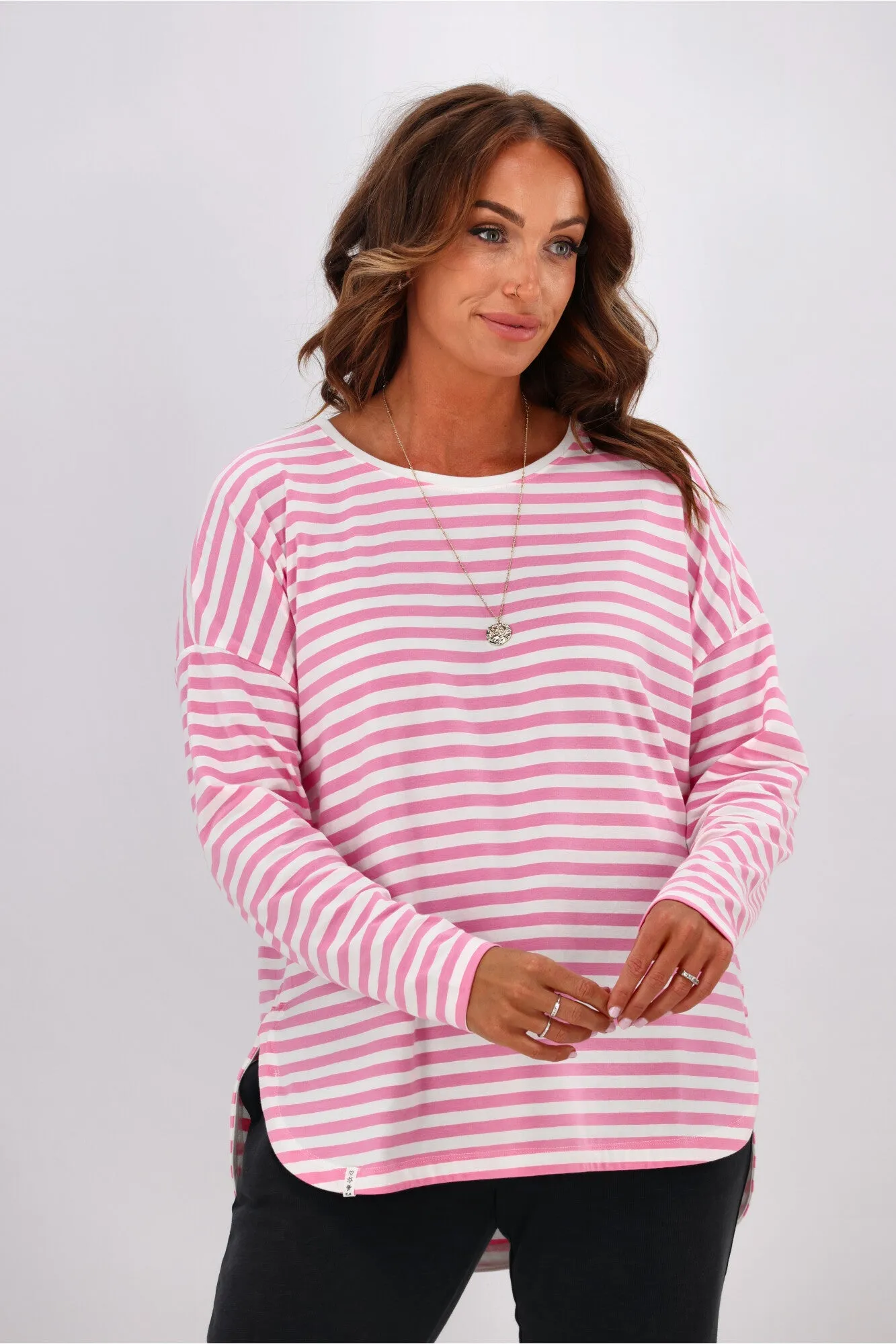 Elm Lauren L/S Tee Sherbet Pink & White Stripe sold by Shine On product image thumbnail 2