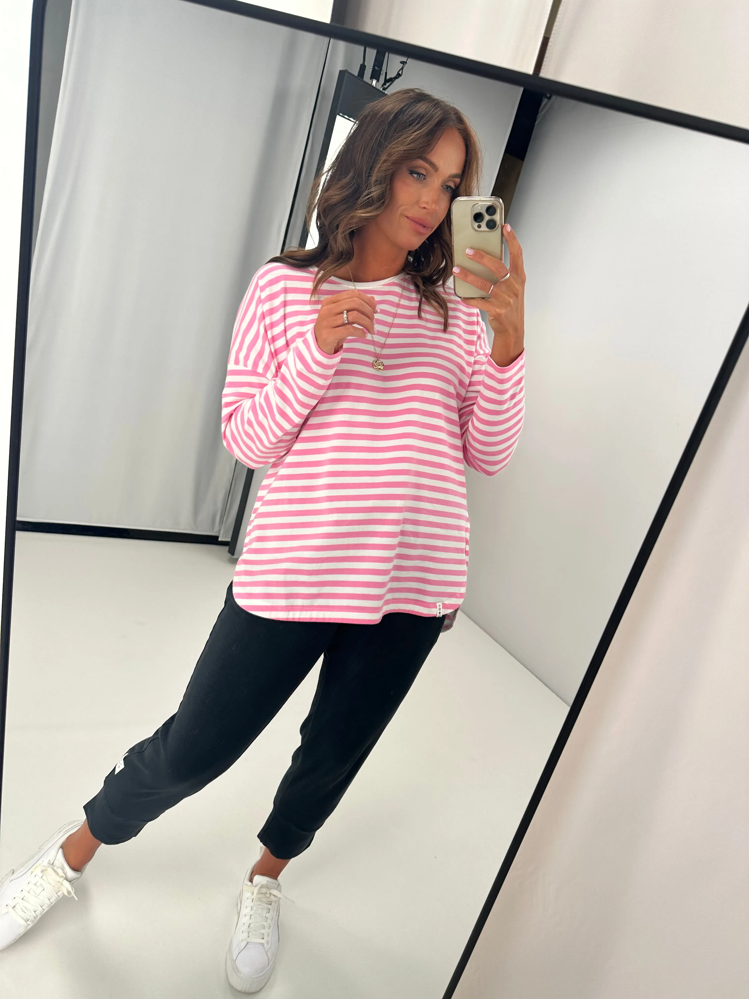 Elm Lauren L/S Tee Sherbet Pink & White Stripe sold by Shine On product image thumbnail 3