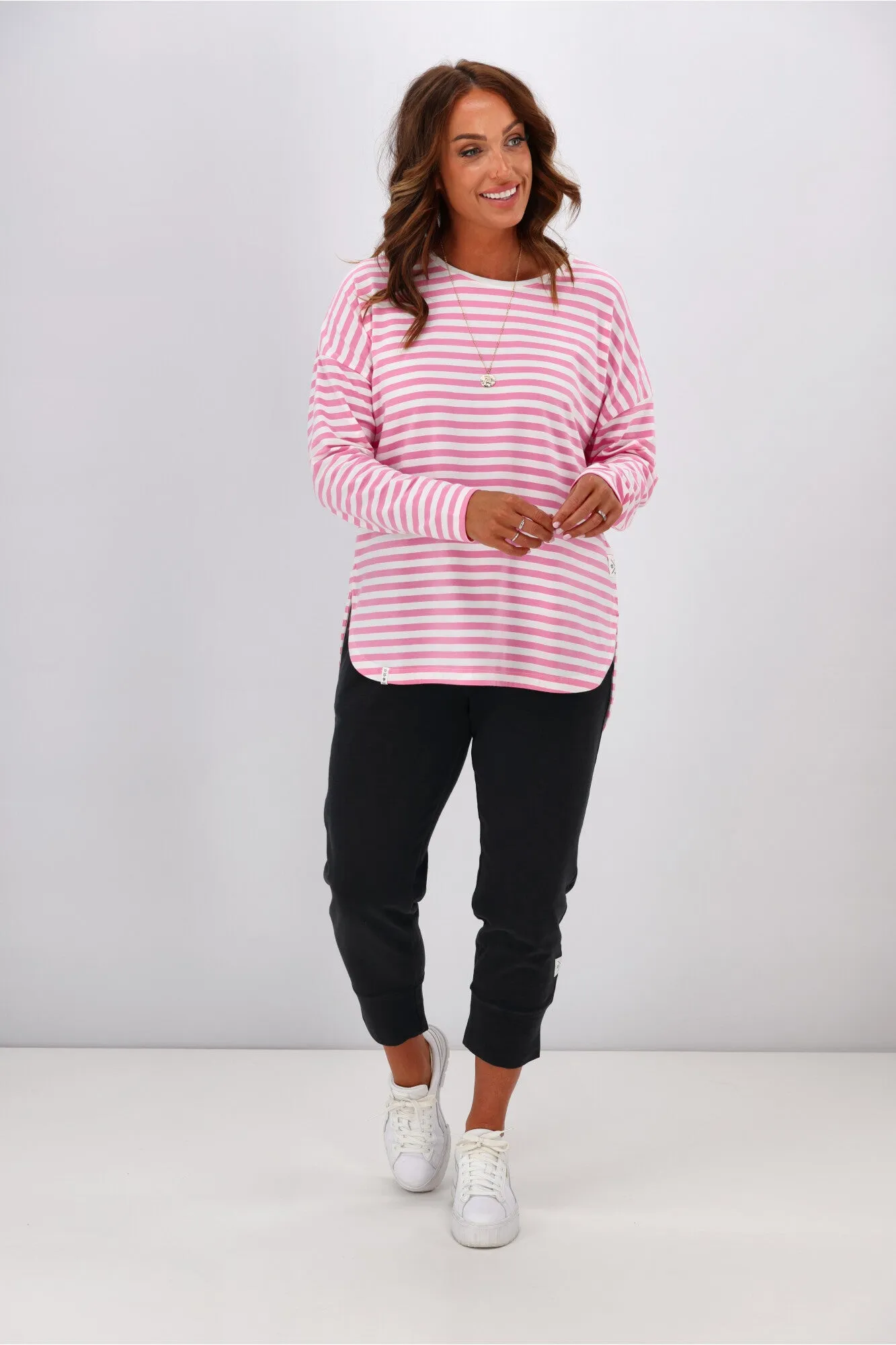 Elm Lauren L/S Tee Sherbet Pink & White Stripe sold by Shine On