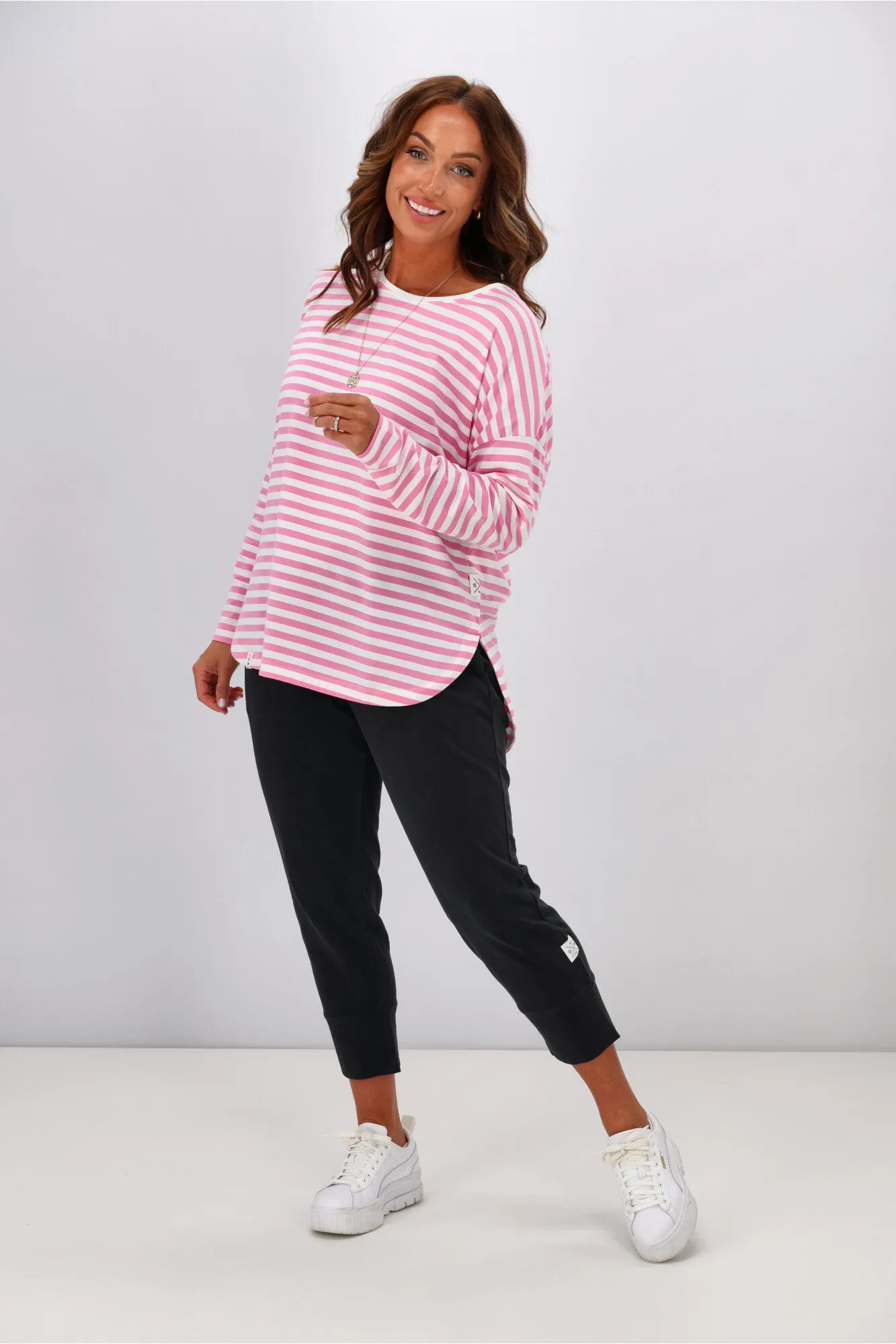 Elm Lauren L/S Tee Sherbet Pink & White Stripe sold by Shine On product image thumbnail 4