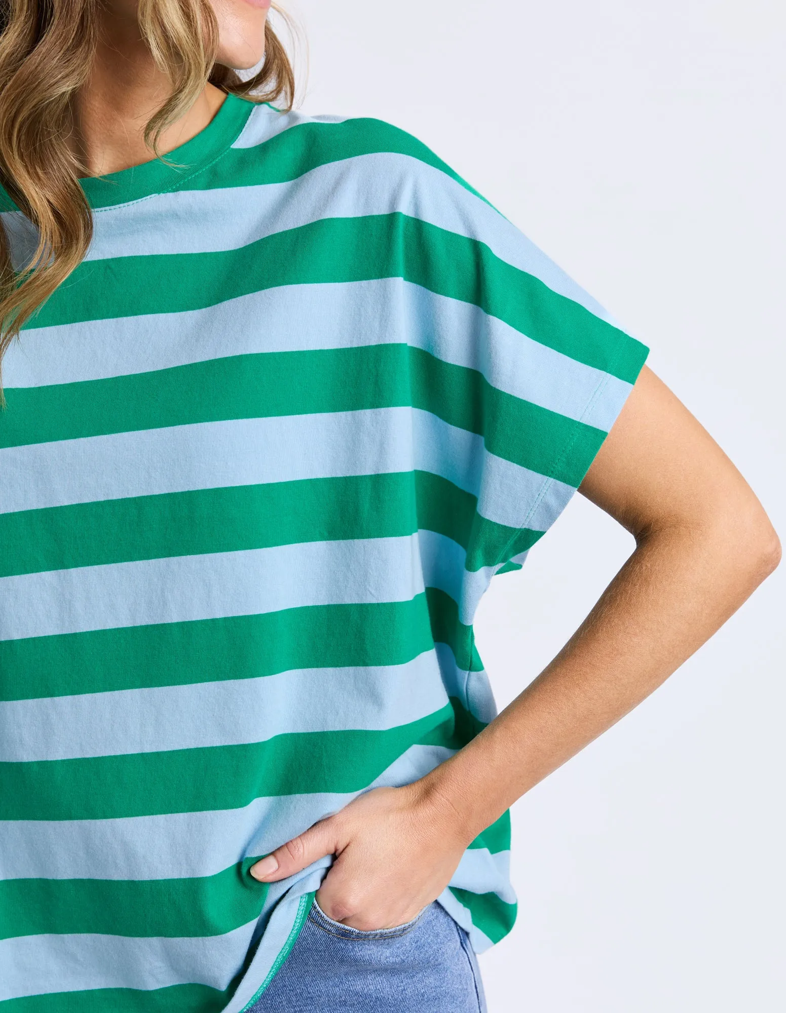 Elm Poet Tee Green And Blue Stripe sold by Shine On product image thumbnail 4