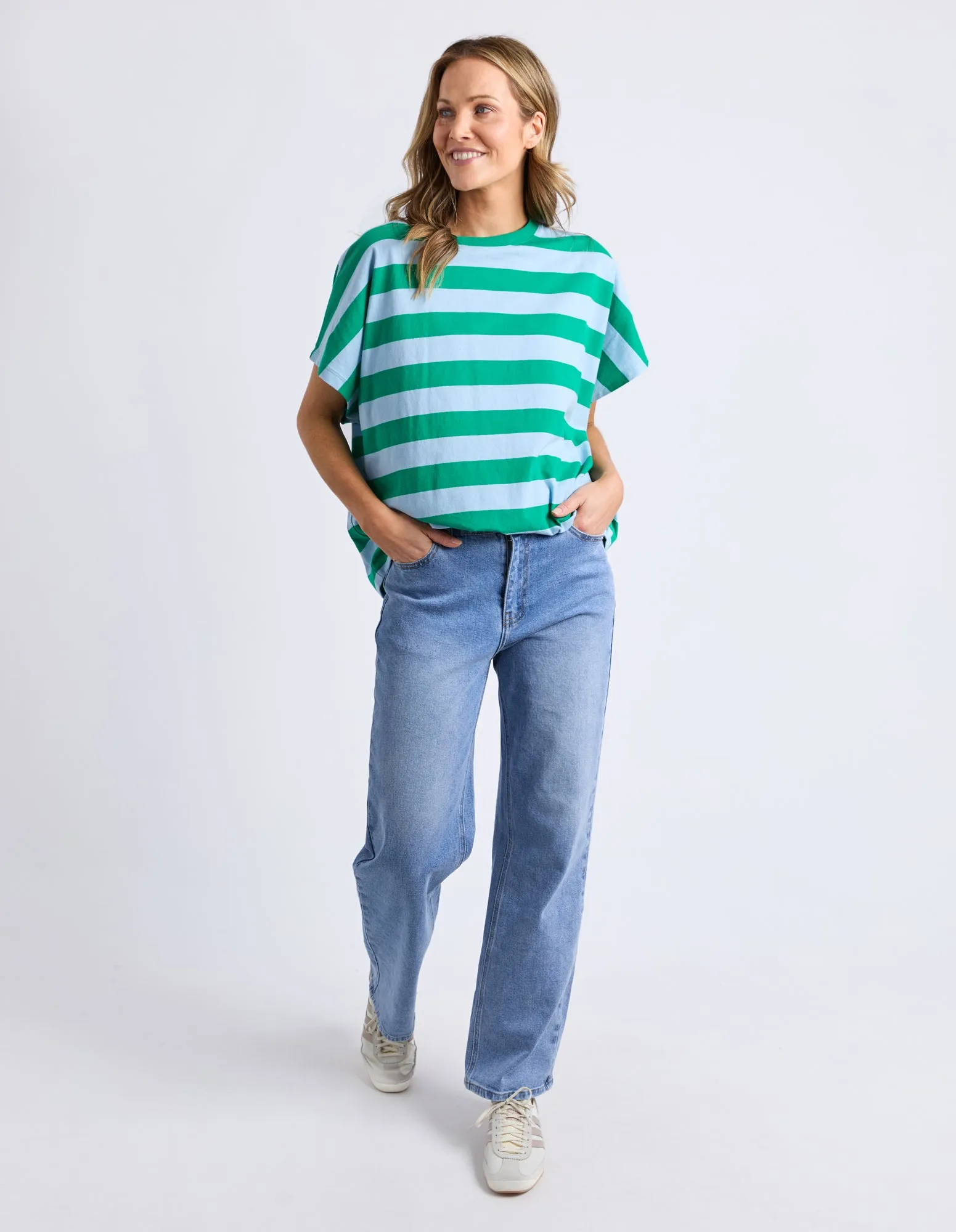 Elm Poet Tee Green And Blue Stripe sold by Shine On product image thumbnail 2