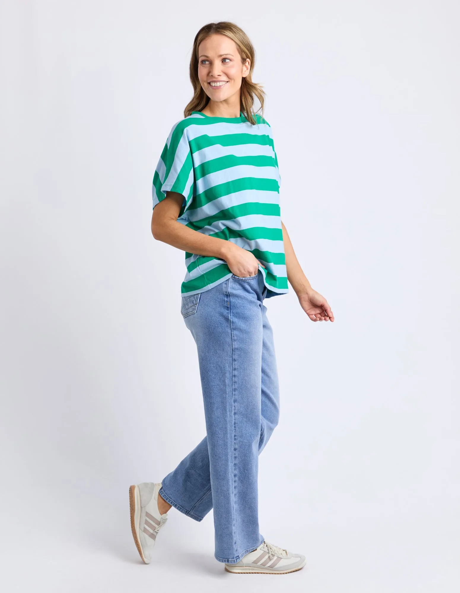 Elm Poet Tee Green And Blue Stripe sold by Shine On product image thumbnail 5