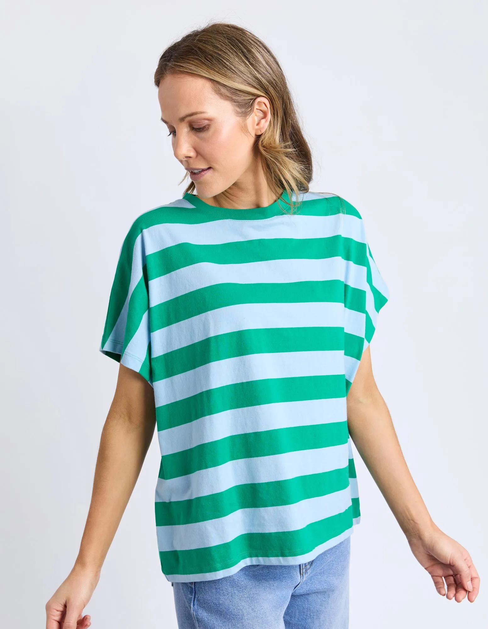 Elm Poet Tee Green And Blue Stripe sold by Shine On product image thumbnail 3