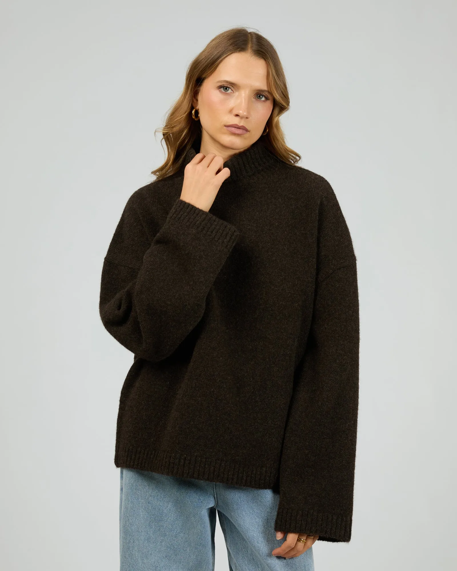 Silent Theory Willow Knit Jumper Chocolate sold by Shine On