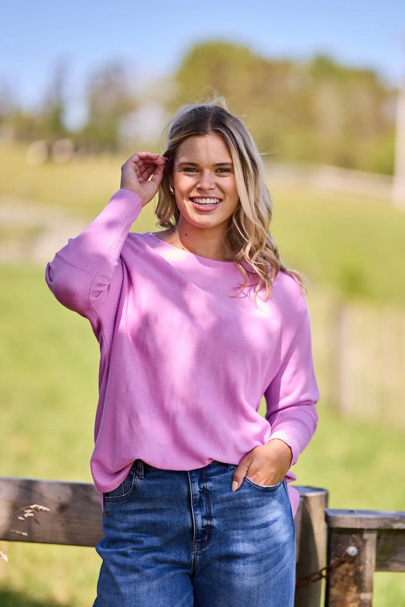 Sunday Boho Louis Knit Top Lilac Pink sold by Shine On