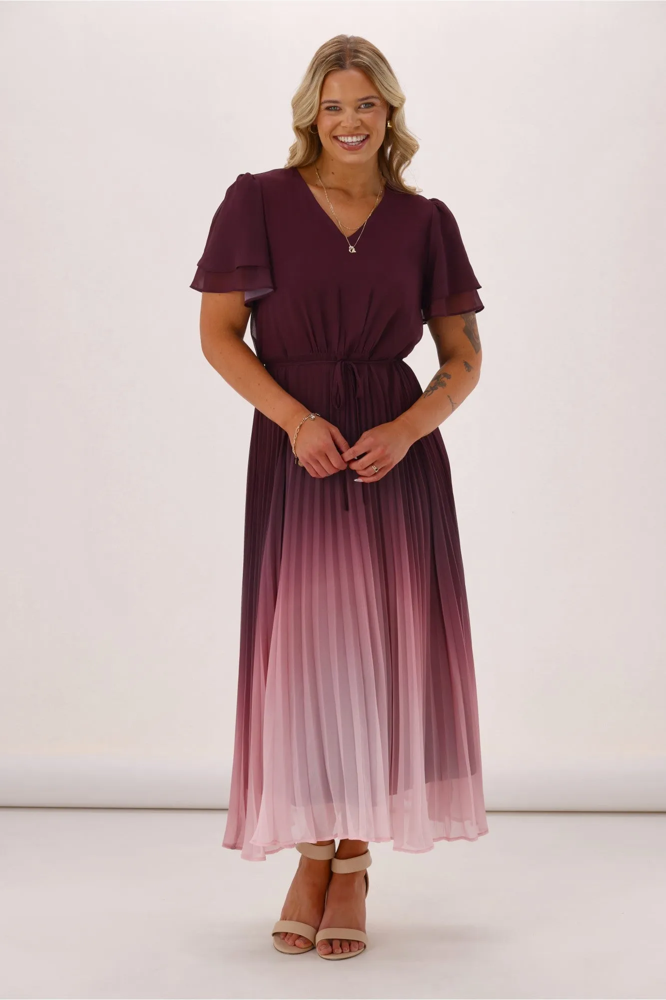 Celebration Tessa Dress Ombre Burgundy Pink sold by Shine On product image thumbnail 3