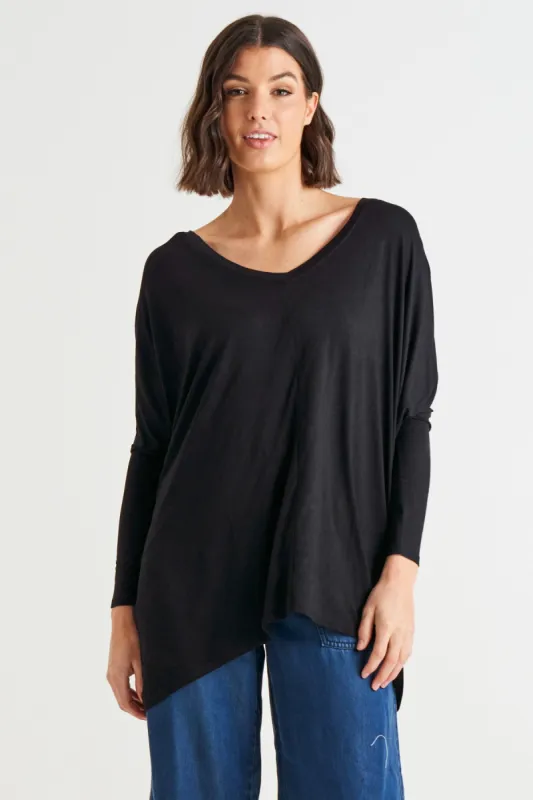Betty Basics Kyoto V-Neck Tee Black sold by Shine On