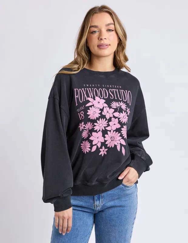 Foxwood Floret Crew Black made by Foxwood Clothing