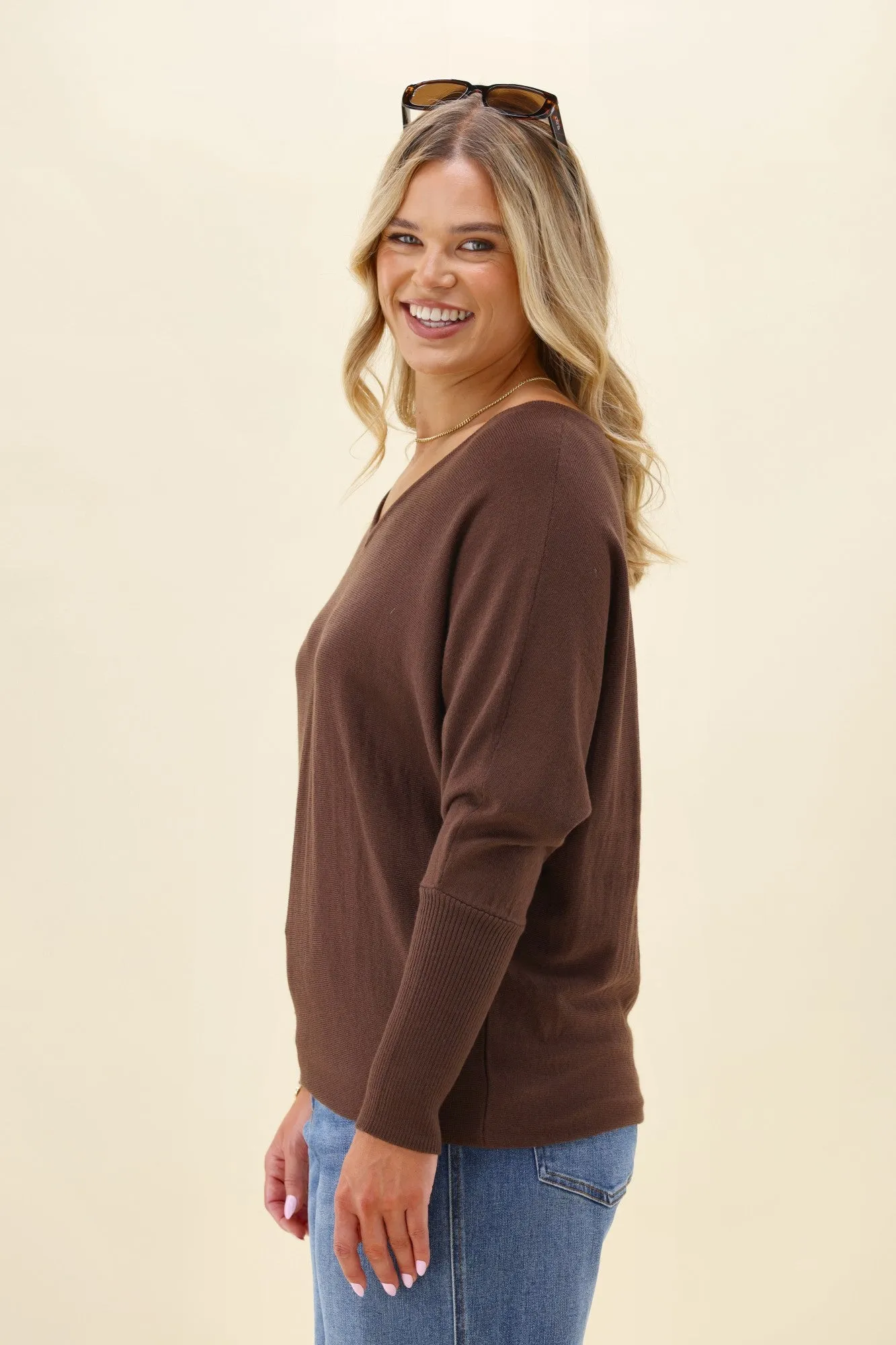 Alpine by Shine On Gigi Merino Batwing Top Chocolate sold by Shine On product image thumbnail 5
