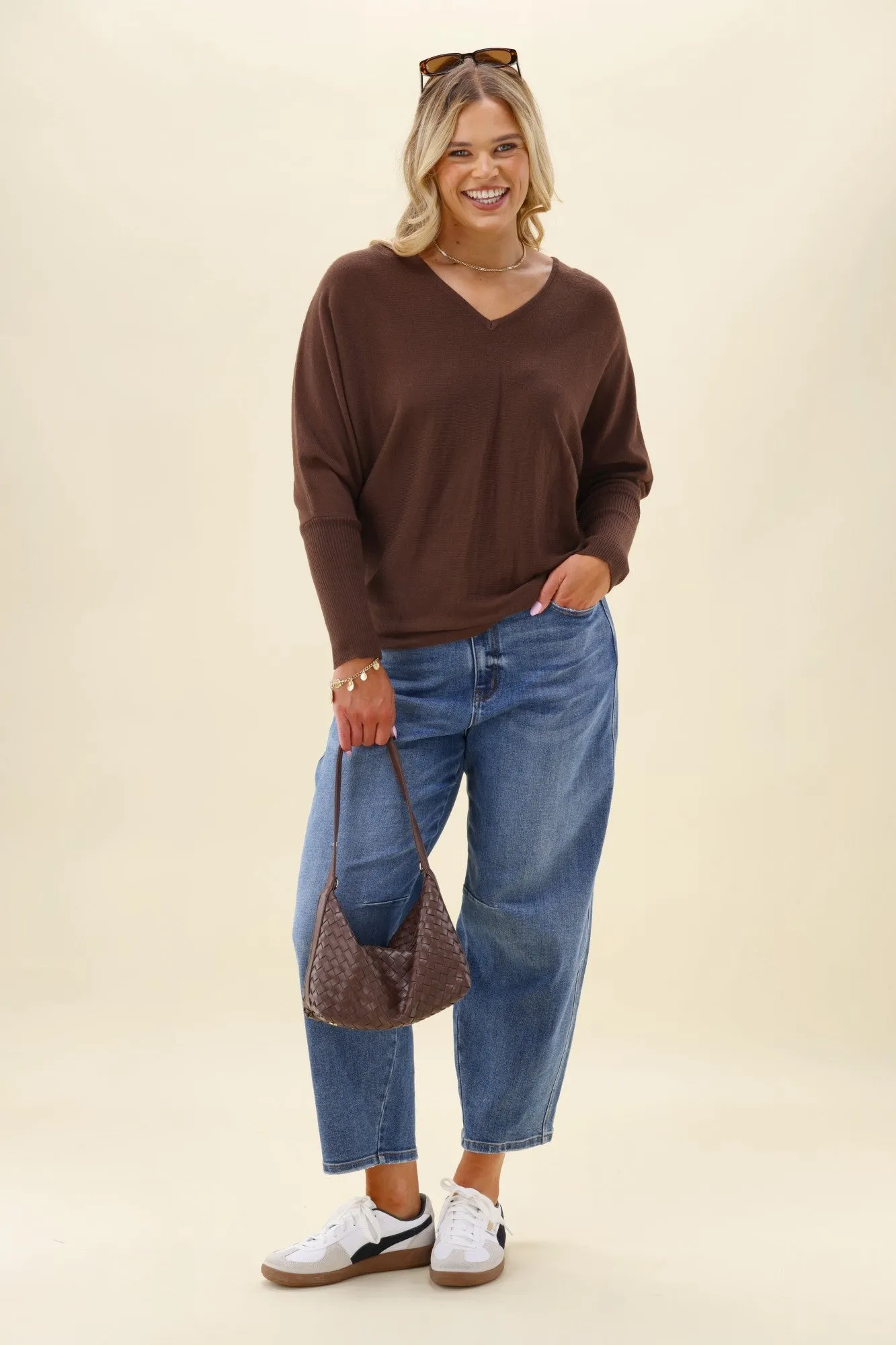 Alpine by Shine On Gigi Merino Batwing Top Chocolate sold by Shine On product image thumbnail 2