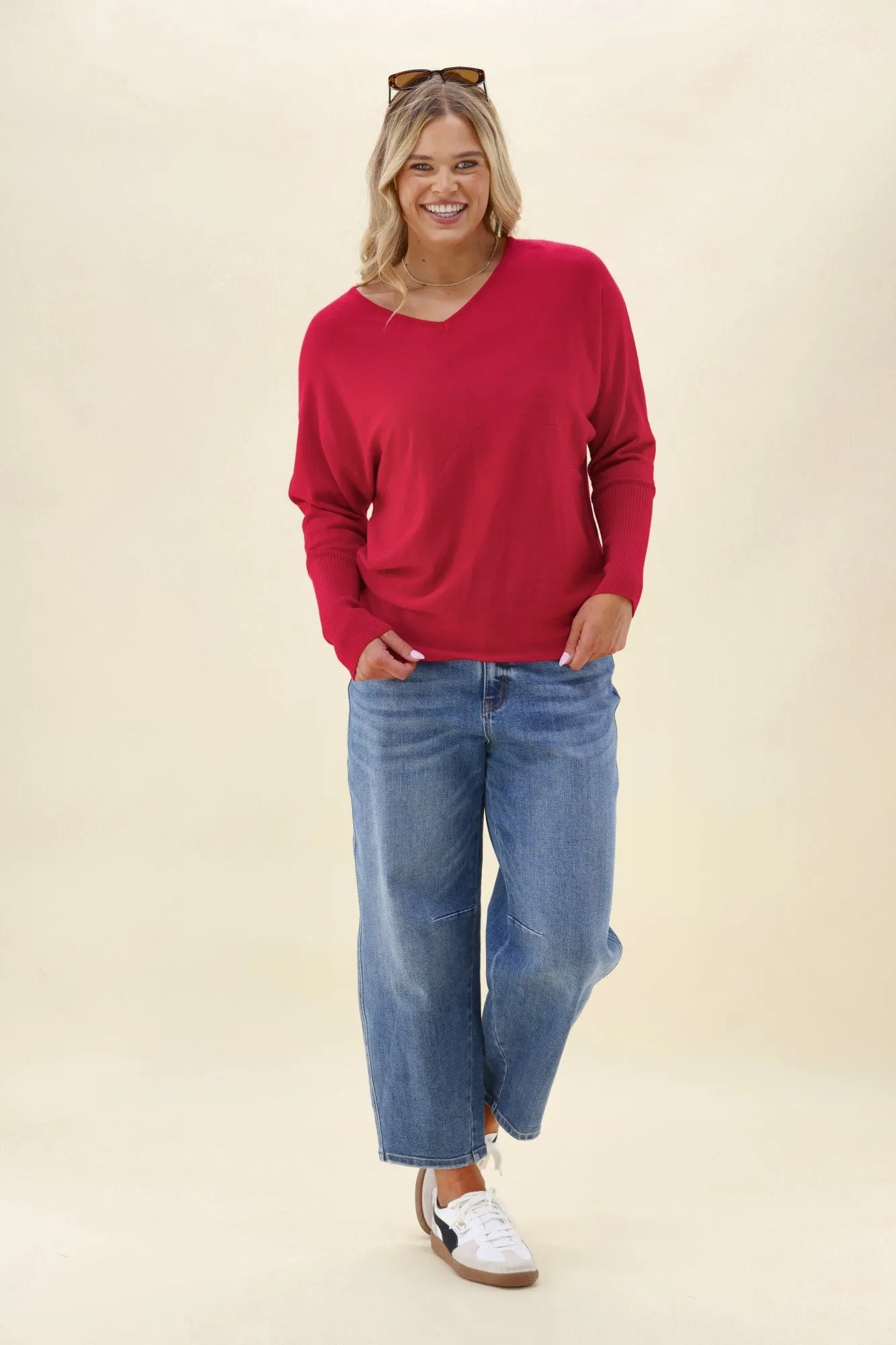 Alpine by Shine On Gigi Merino Batwing Top Raspberry sold by Shine On product image thumbnail 5