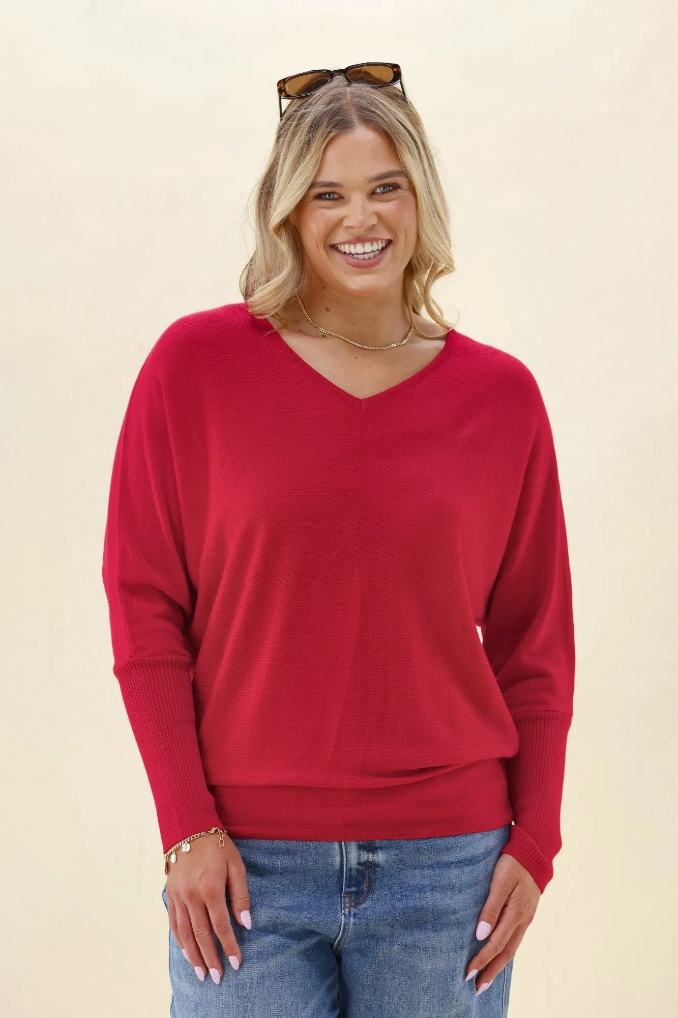 Alpine by Shine On Gigi Merino Batwing Top Raspberry sold by Shine On product image thumbnail 4