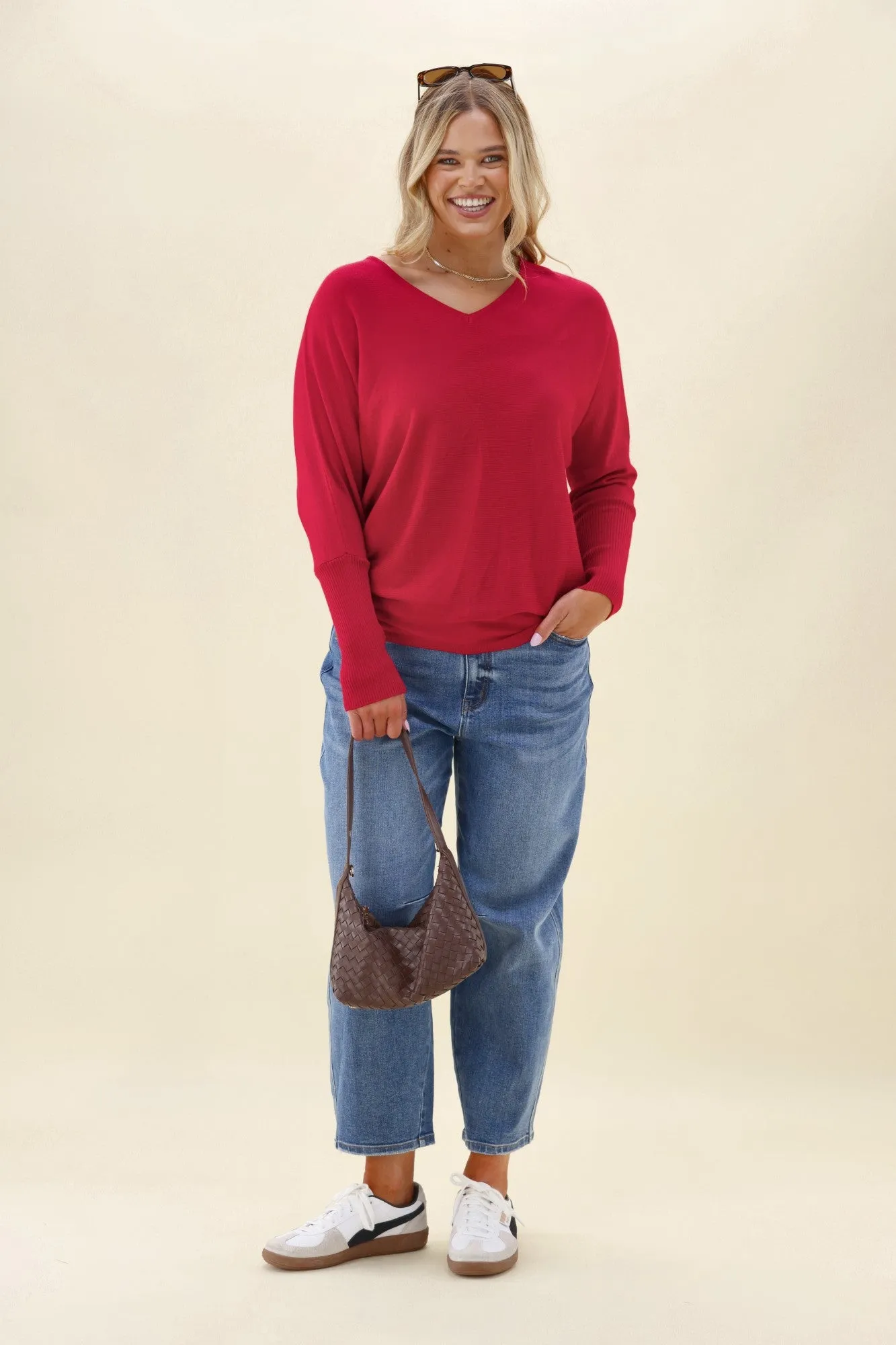 Alpine by Shine On Gigi Merino Batwing Top Raspberry sold by Shine On product image thumbnail 3