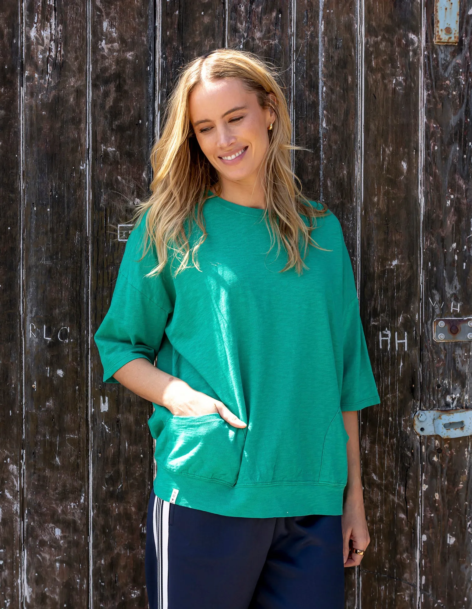 Elm Mazie Sweat Turquoise sold by Shine On