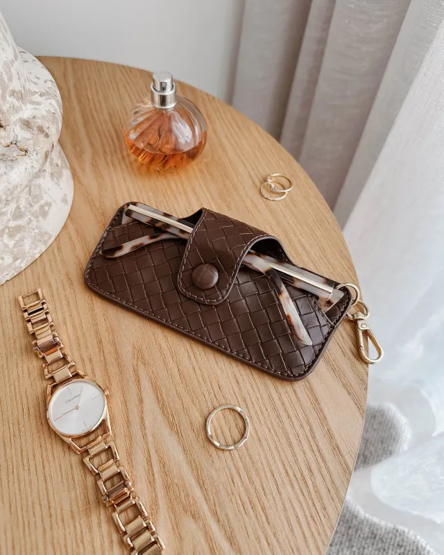 Louenhide Skittle Sunglasses Case Woven Chocolate made by Shine On