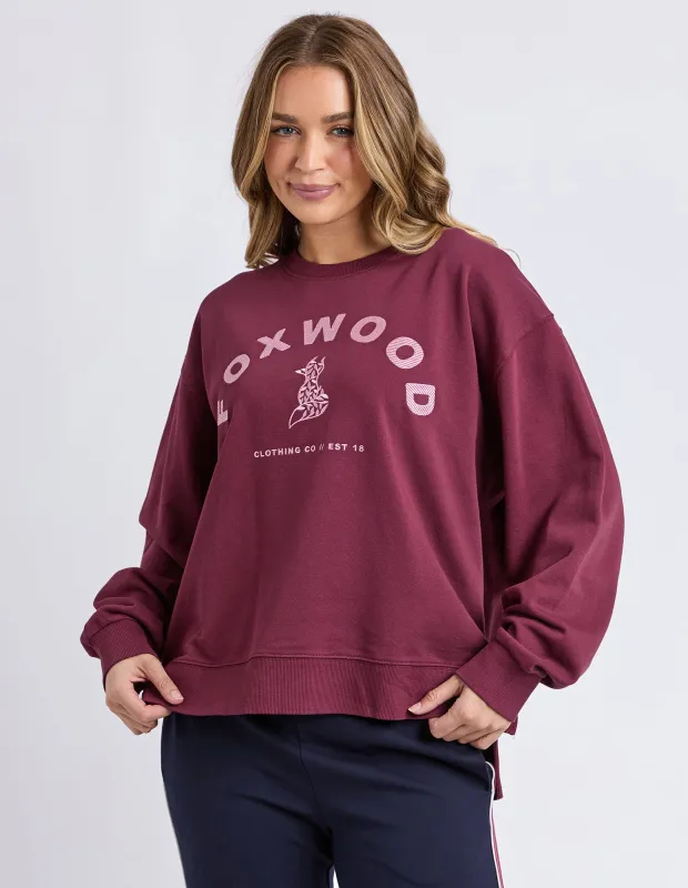 Foxwood Effortless Contrast Crew Wine sold by Shine On